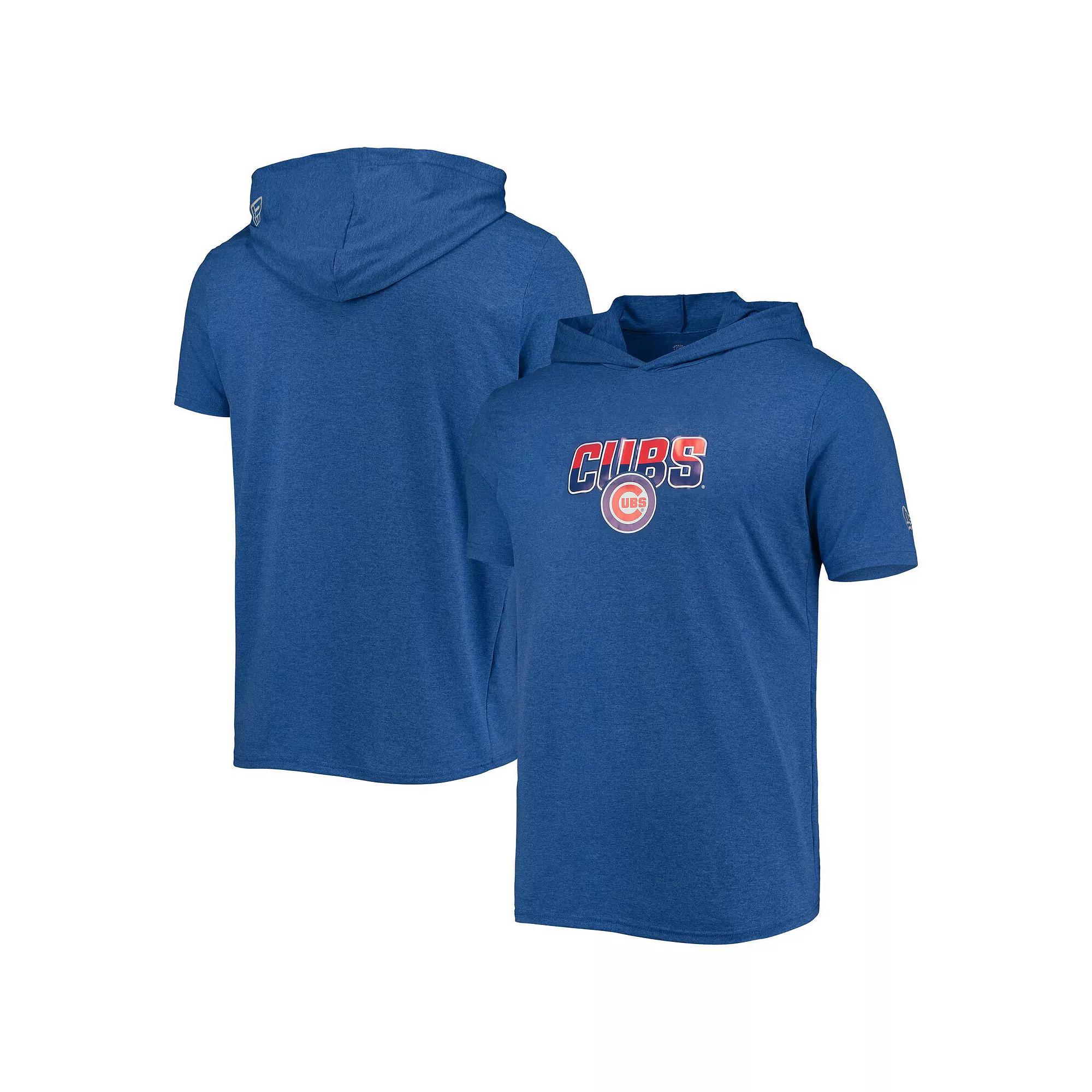 Men's New Era Heathered Royal Chicago Cubs Hoodie T-Shirt, Size: Medium, Blue Product Image