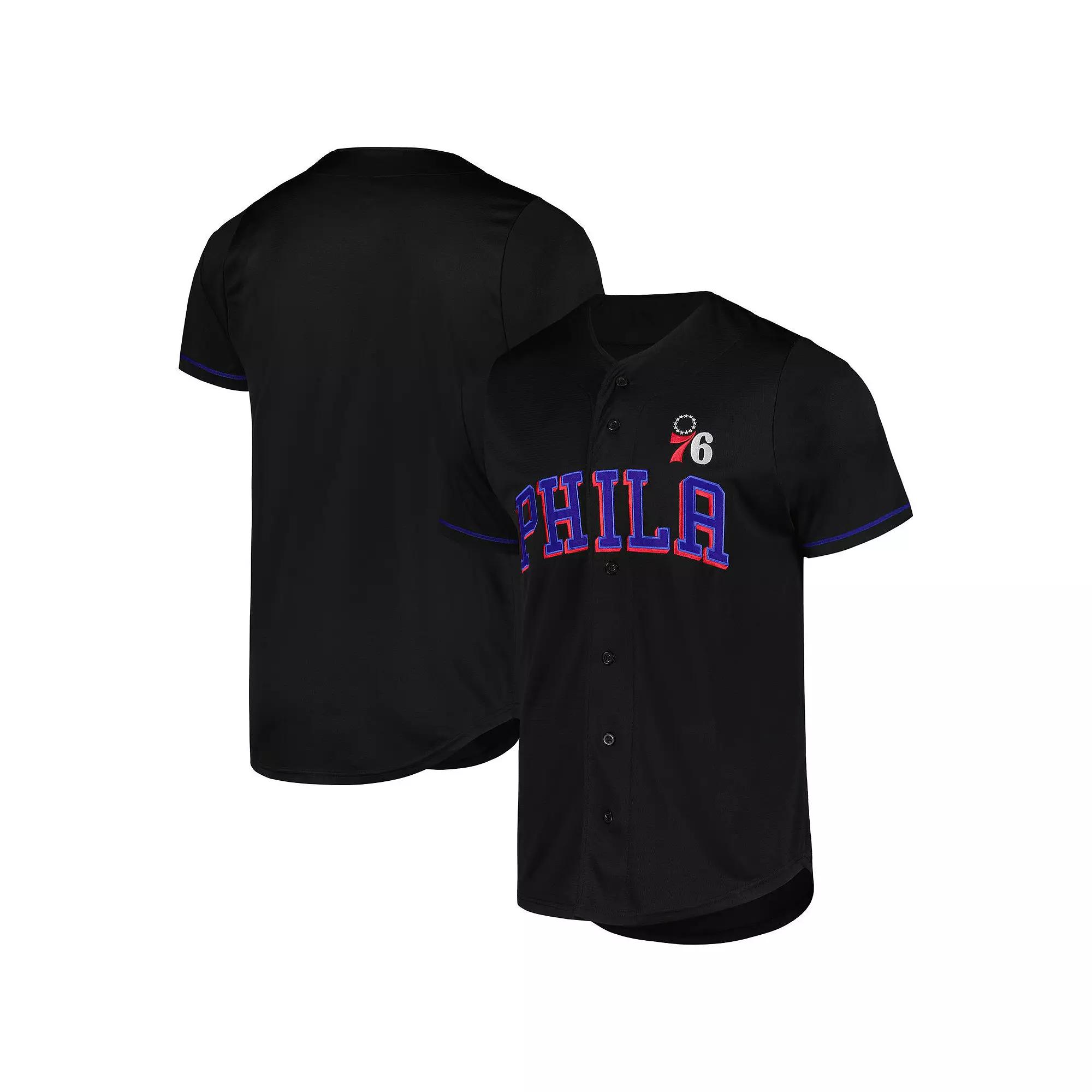 Men's Fanatics Black Philadelphia 76ers Pop Baseball Jersey,  Product Image