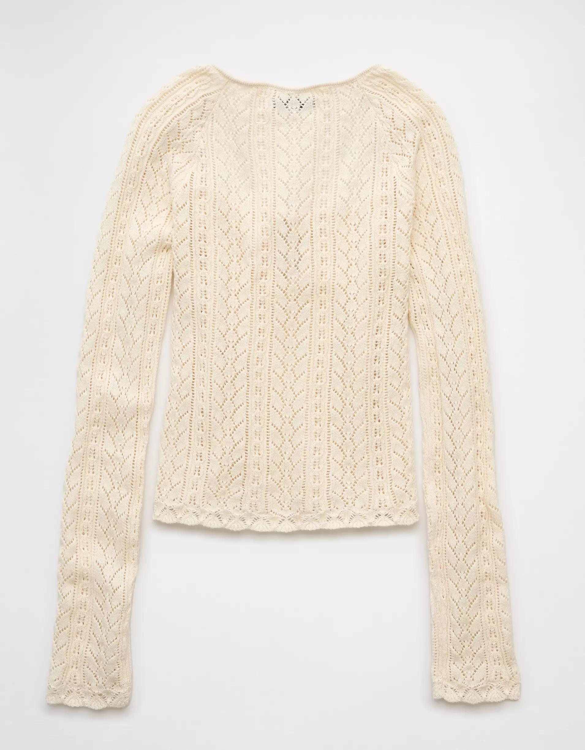 AE Square Neck Open Knit Sweater Product Image