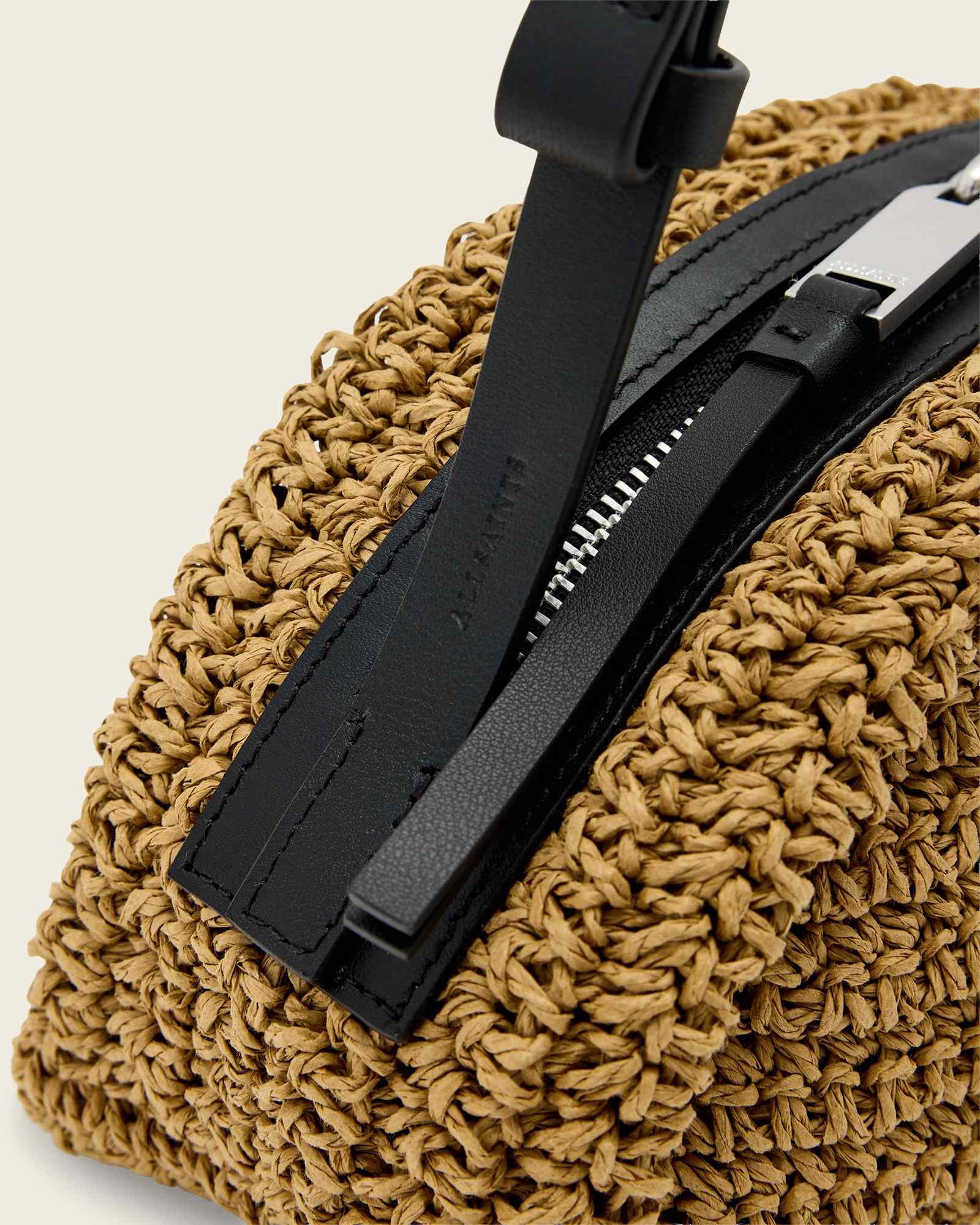Rosalie Arc Woven Crossbody Bag Biscuit Brown | ALLSAINTS US Product Image
