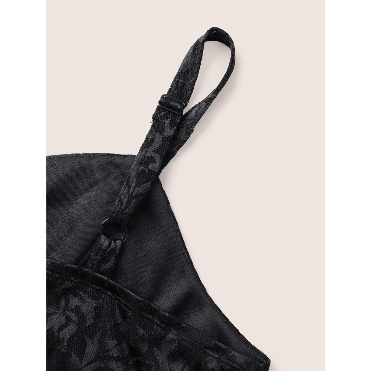 Plus Size Floral Lace Panel Mermaid Hem Cami Dress Black Women Cocktail See through Scoop Neck Sleeveless Curvy Midi Dress BloomChic 14-16/1X Product Image