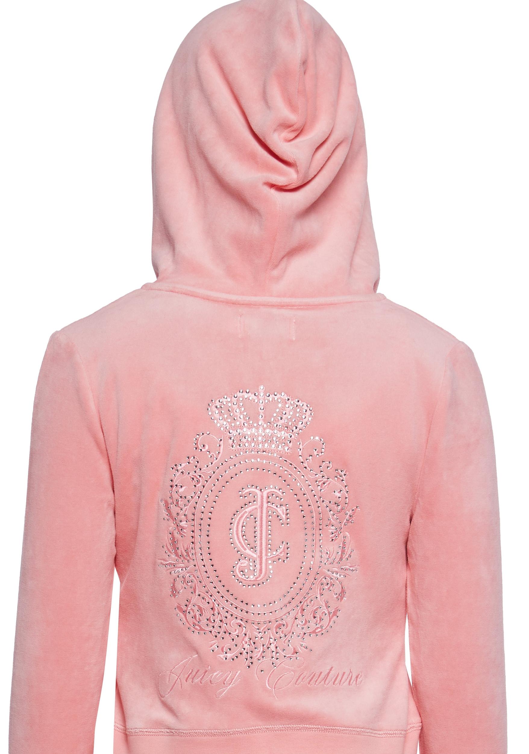 Juicy Couture Crown Heritage Cotton Velour Hoodie - Pink Product Image