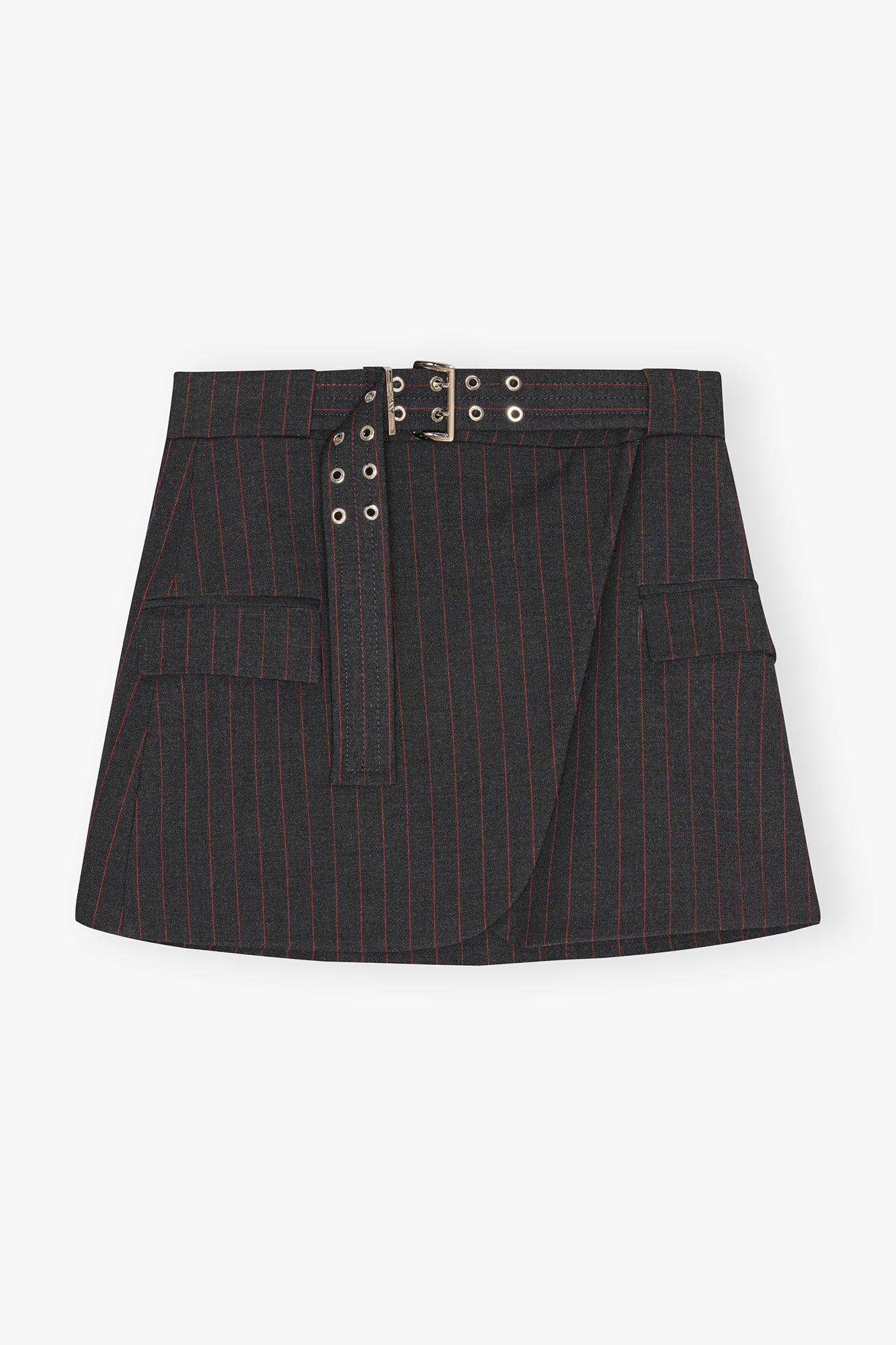 Black Pinstripe Mini Skirt Product Image