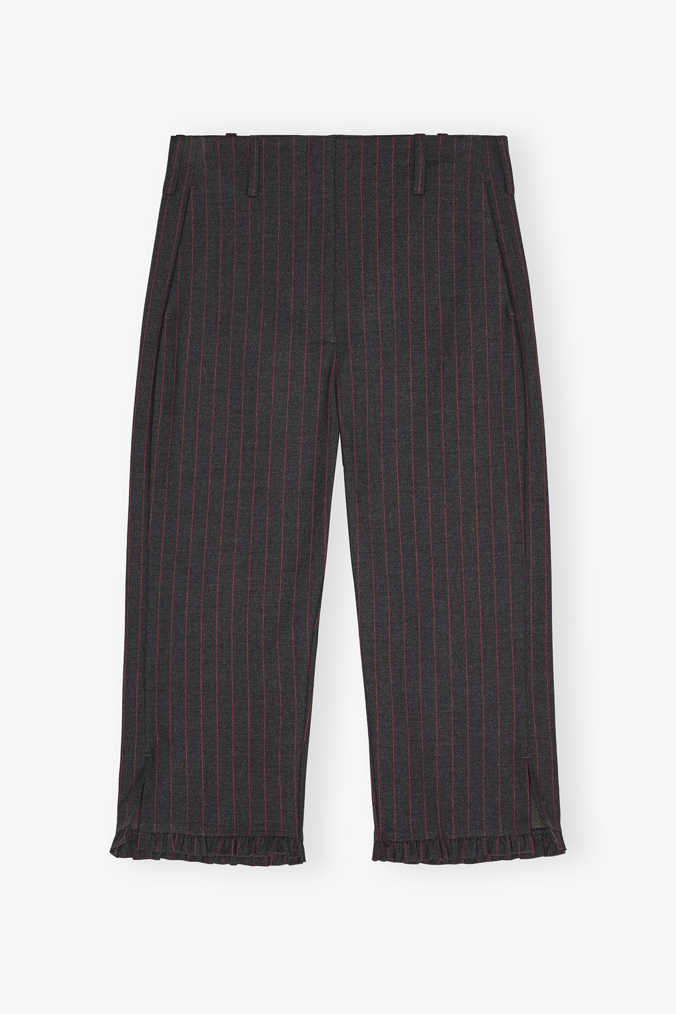 Black Pinstripe Capri Pants Product Image