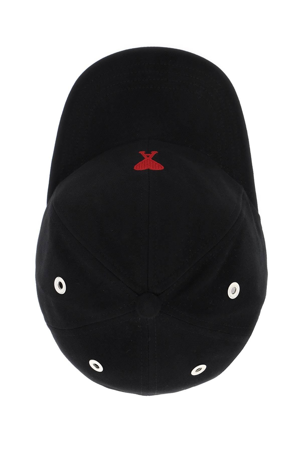 AMI ALEXANDRE MATTIUSSI Ami Paris Black And Red Cotton Ami Paris De Coeur Baseball Cap Product Image