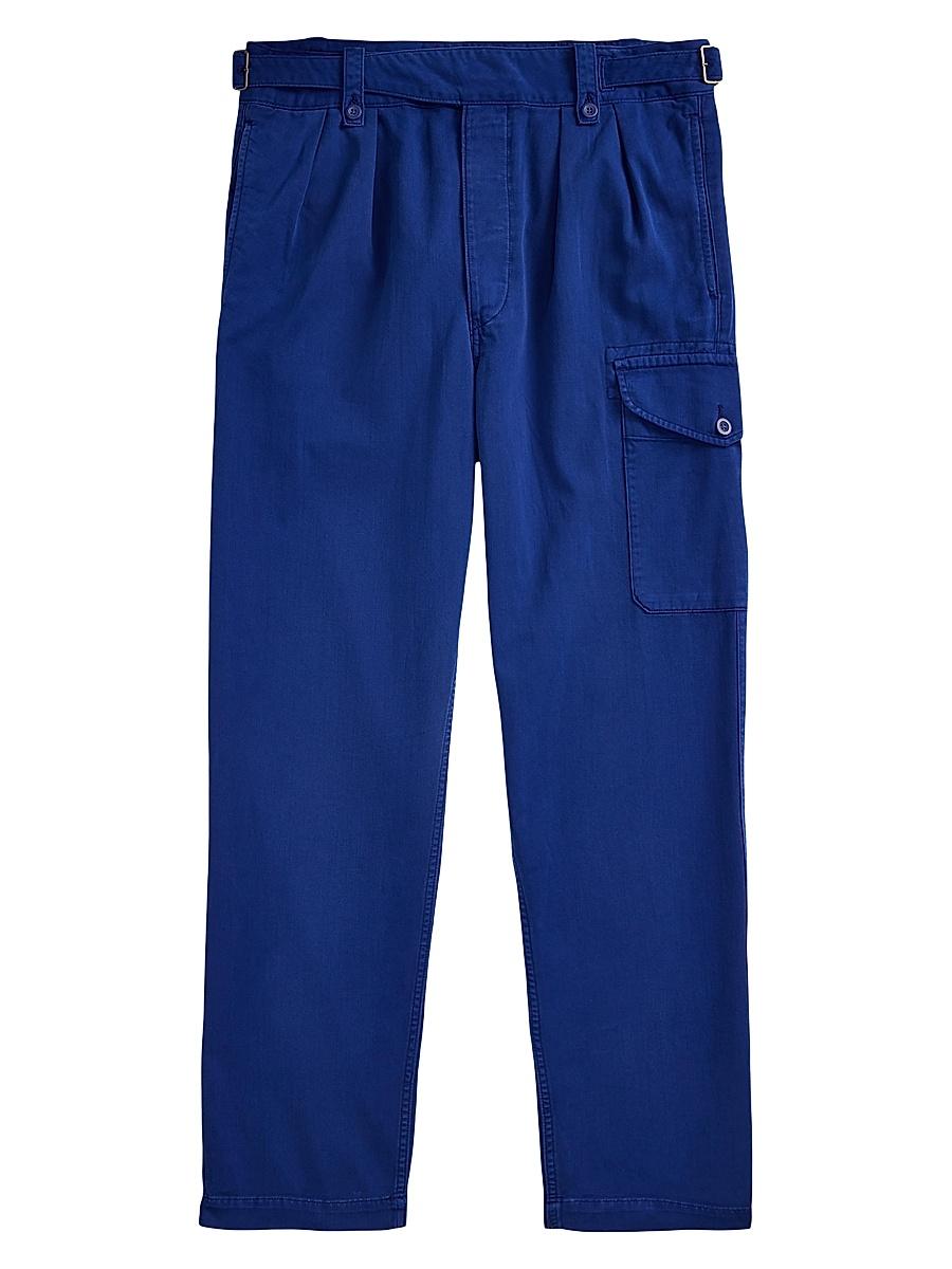 Mens Relaxed Fit Pleated Twill Cargo Pants Product Image