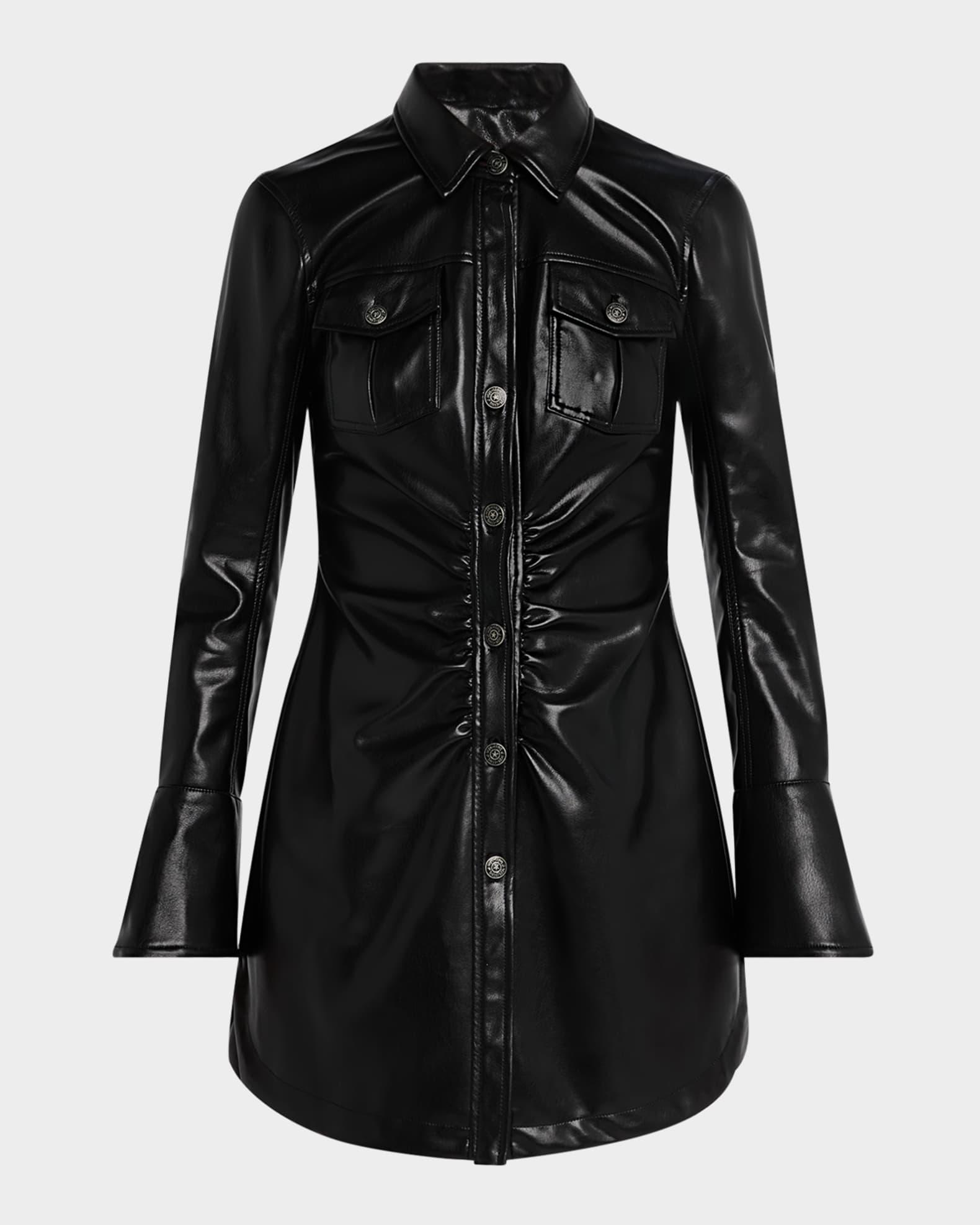 Alizee Vegan Leather Mini Shirtdress Product Image