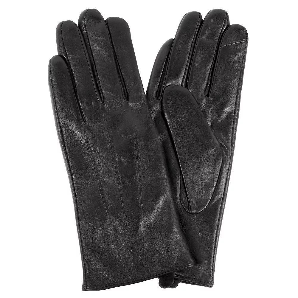 Women's Karla Hanson Leather Touchscreen Gloves, Size: XS, Black Product Image
