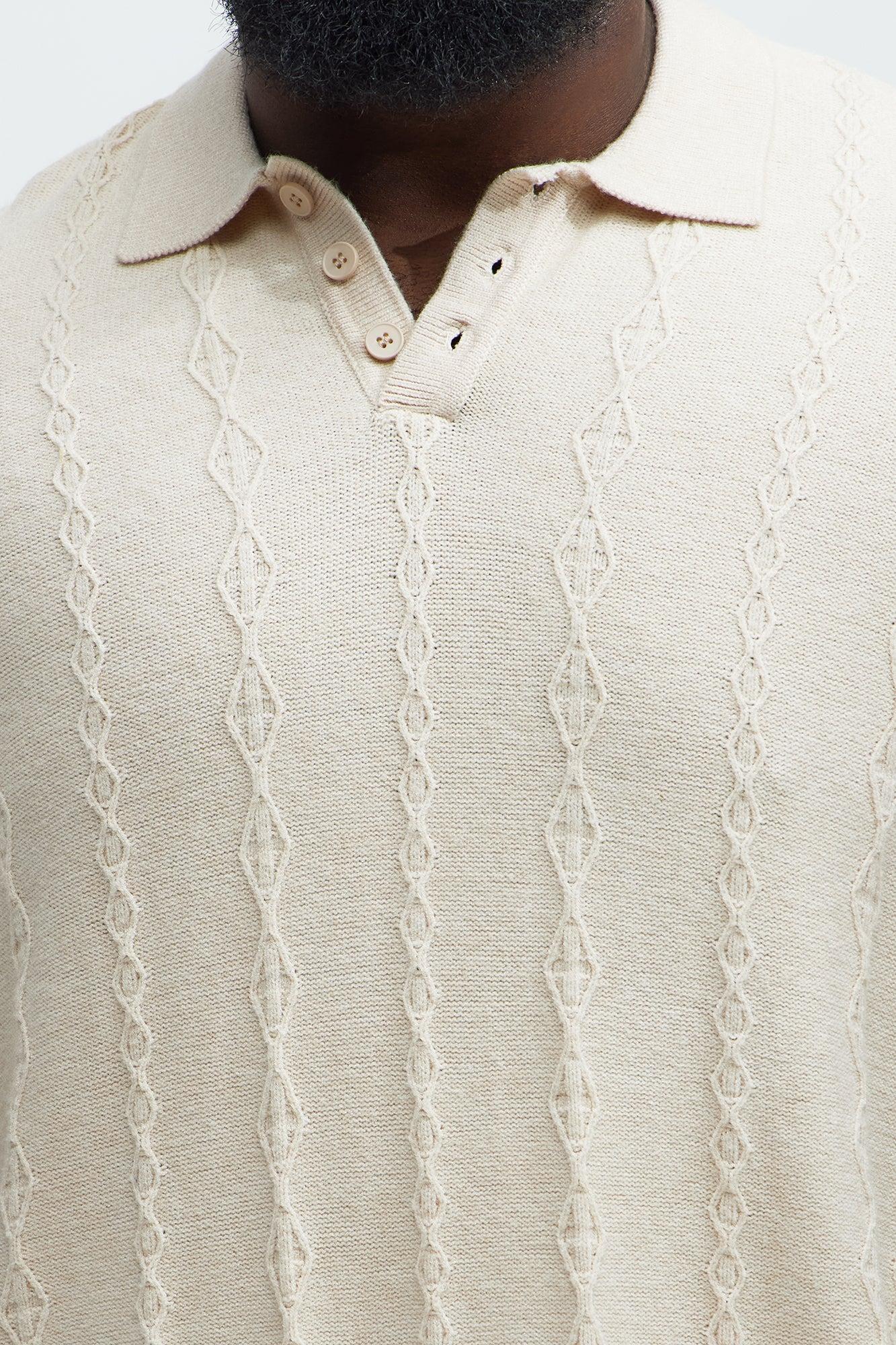 Diamond Knit Sweater Polo - Sand Product Image