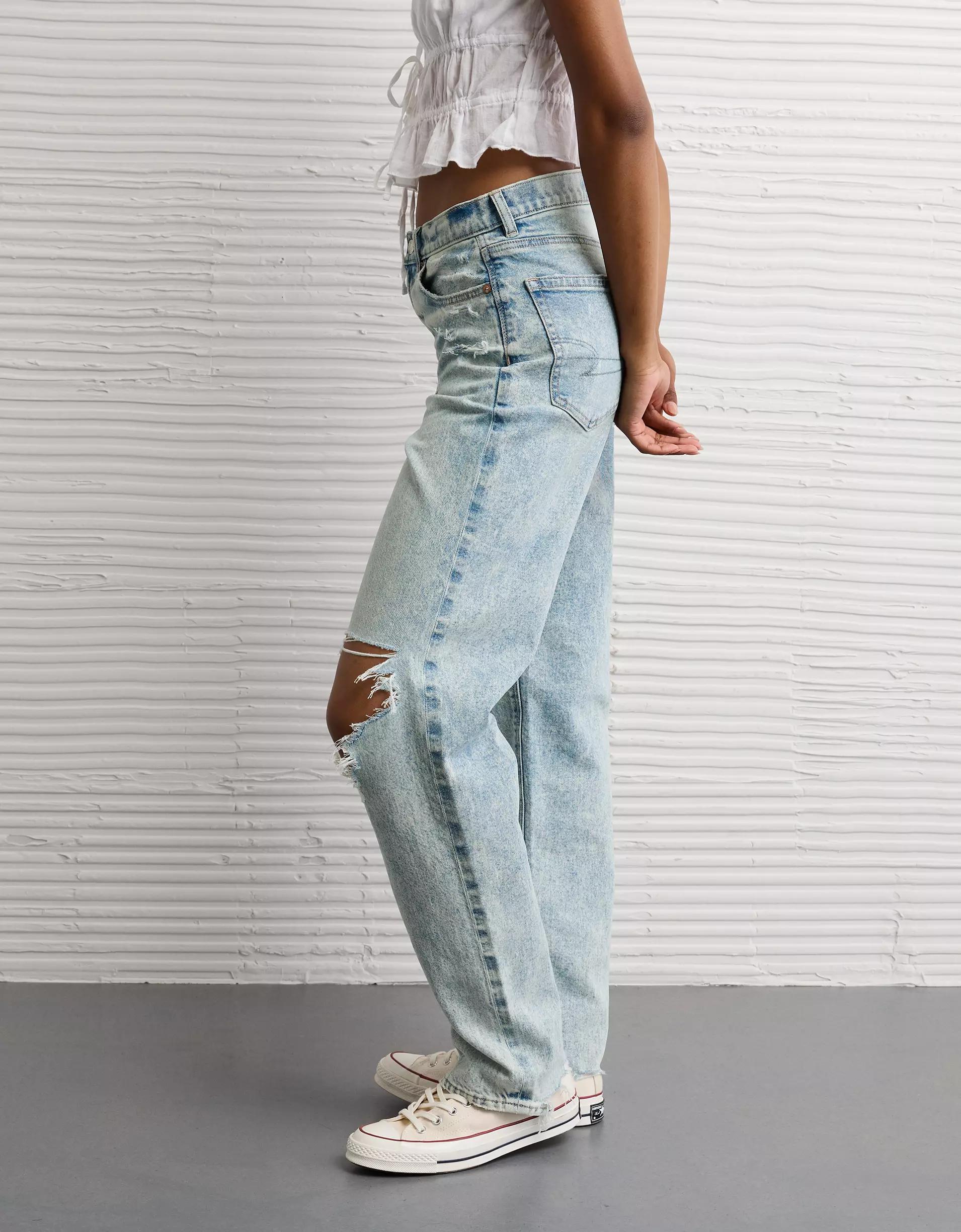 AE Strigid Ripped Super High-Waisted Baggy Straight Jean Product Image