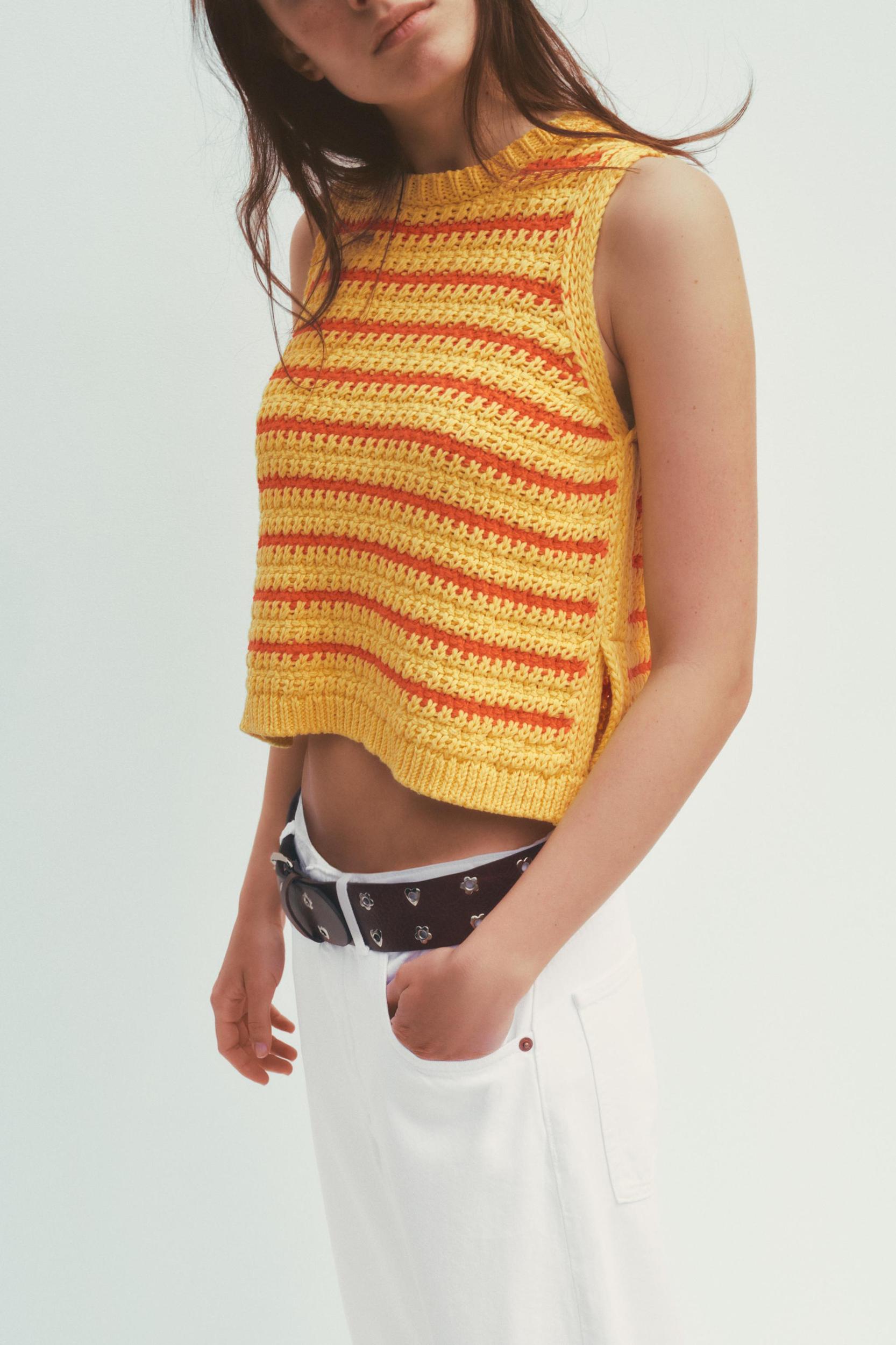 STRIPED KNIT TOP Product Image