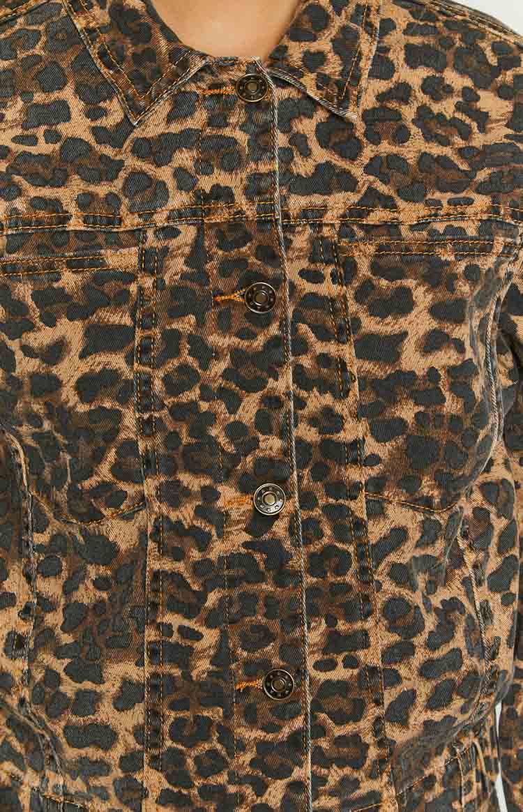 Lioness Carmela Leopard Print Denim Jacket Girls Product Image