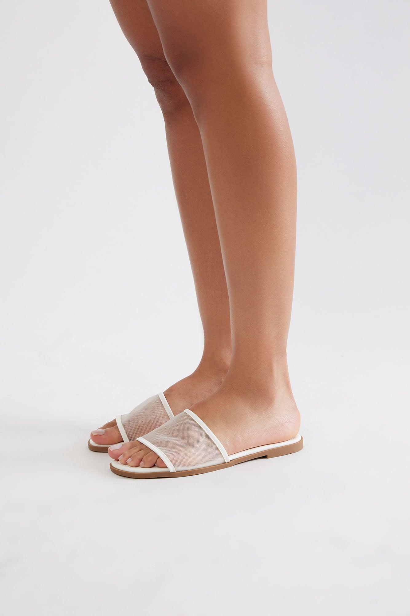 Coralie Mesh Sandals - White Product Image
