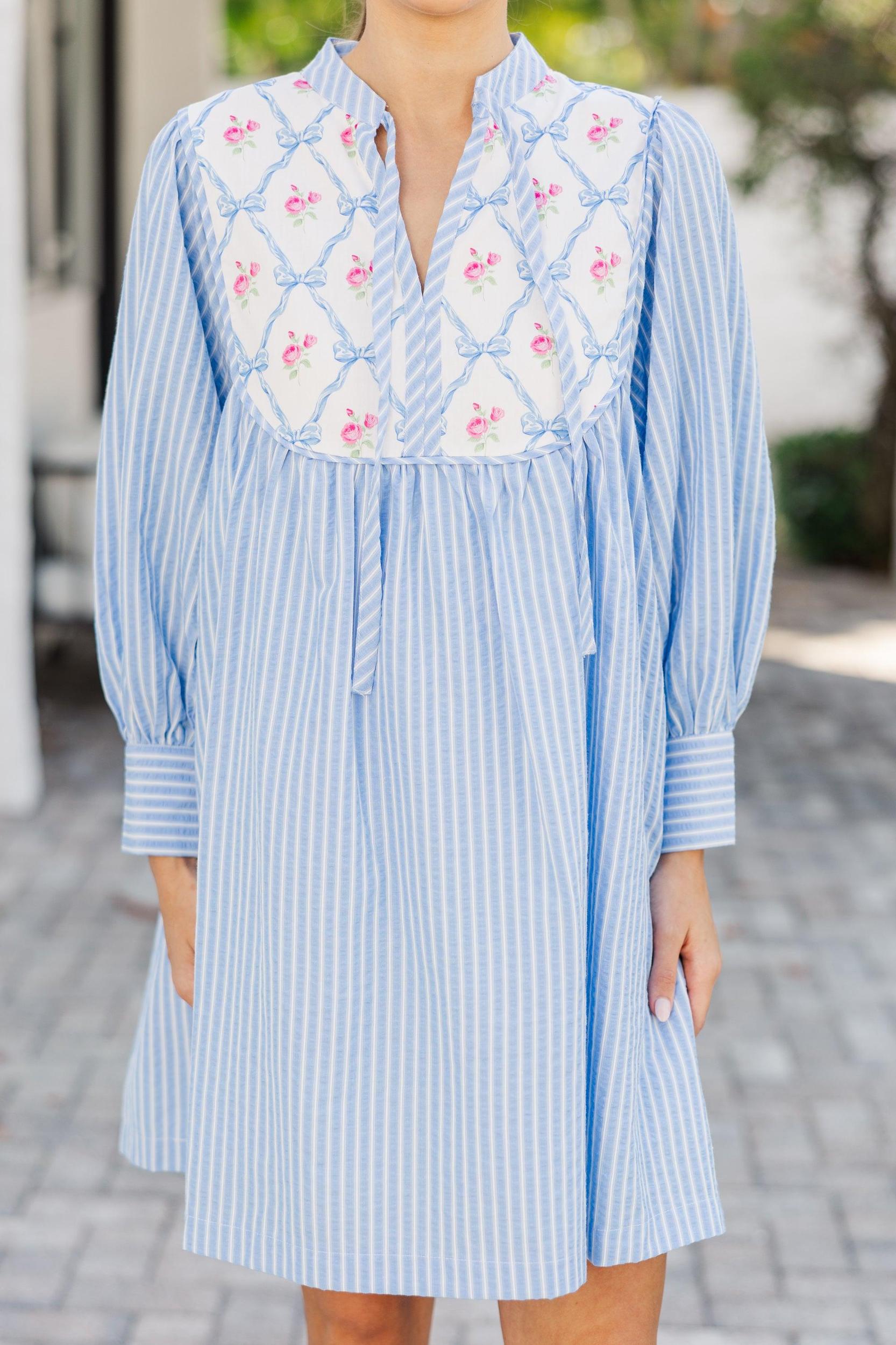 Let's See Blue Striped Dress Female Product Image