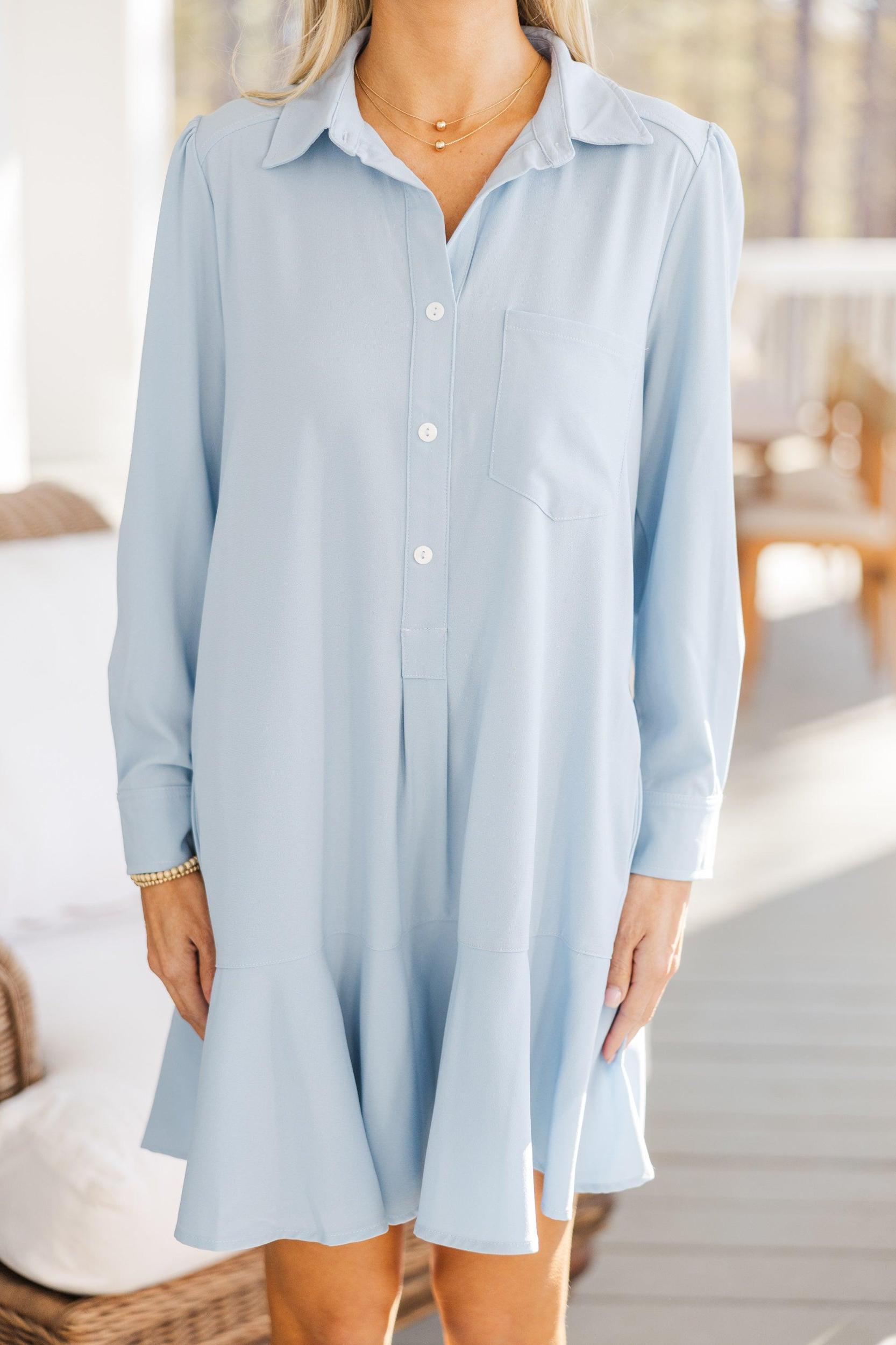 Share Your Story Light Blue Shirt Dress Female Product Image