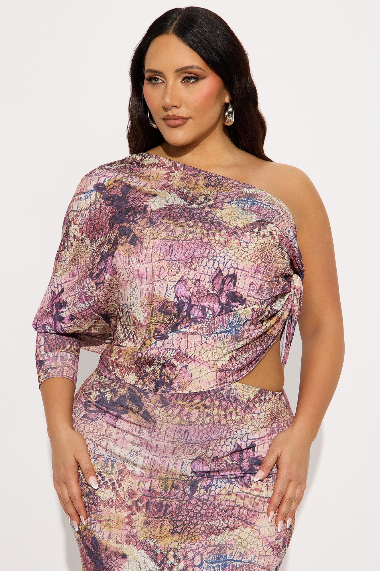 Major Crush Asymmetrical Maxi Dress - Purple/combo Female Product Image