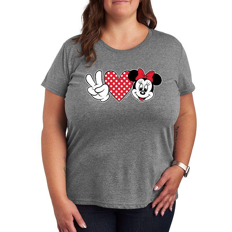 Disney's Minnie Mouse Plus Peace Love Graphic Tee, Women's,  Product Image