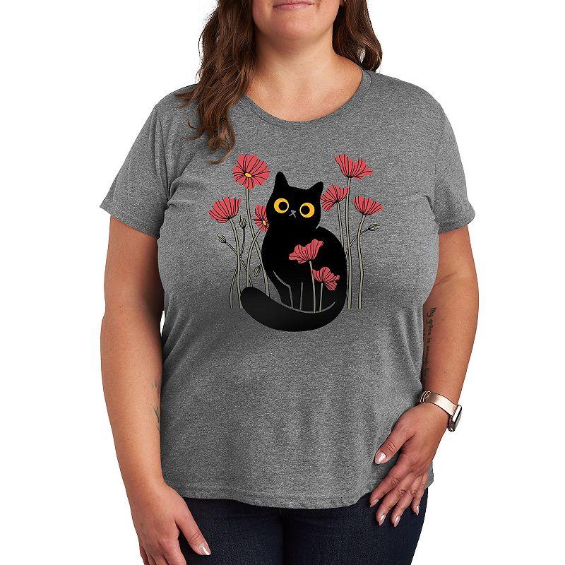 Women's Cat And Poppies Graphic Tee, Girl's,  Product Image