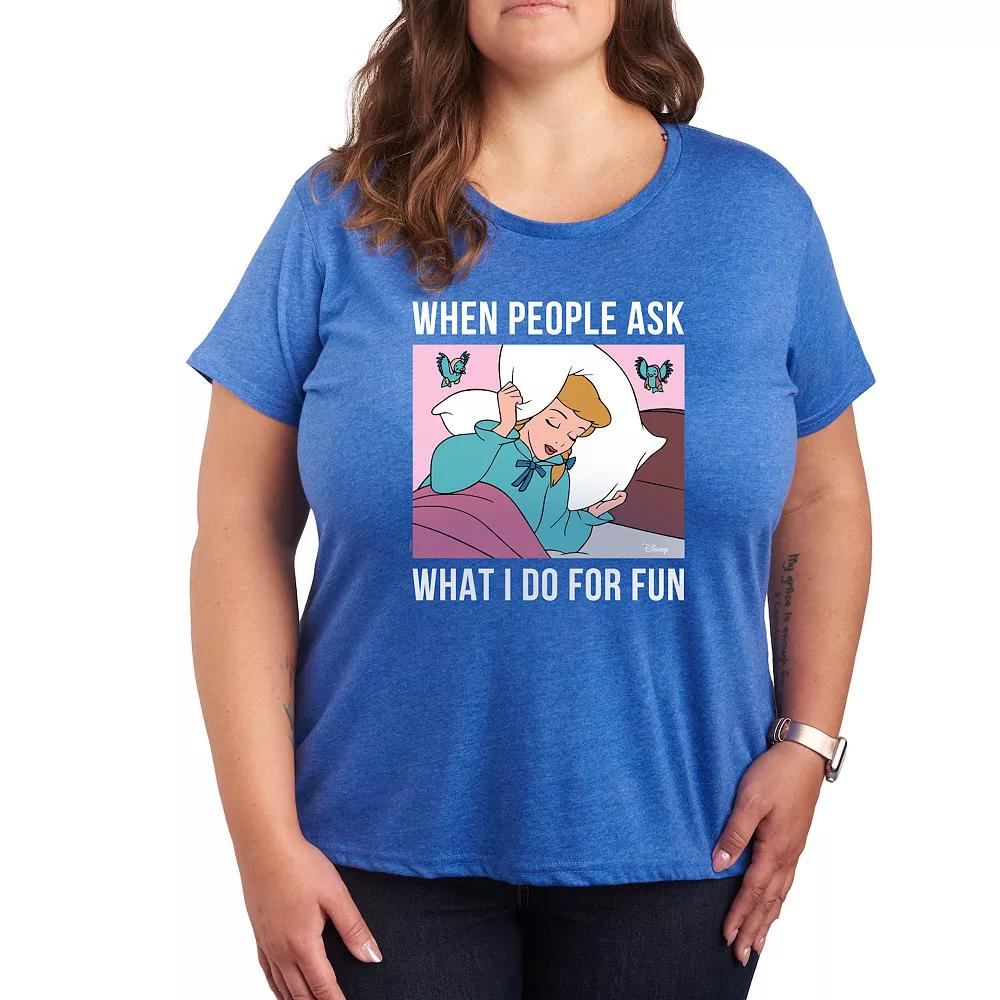 Disney Princess Cinderella Women's Plus What I Do For Fun Is Sleeping Graphic Tee,  Product Image
