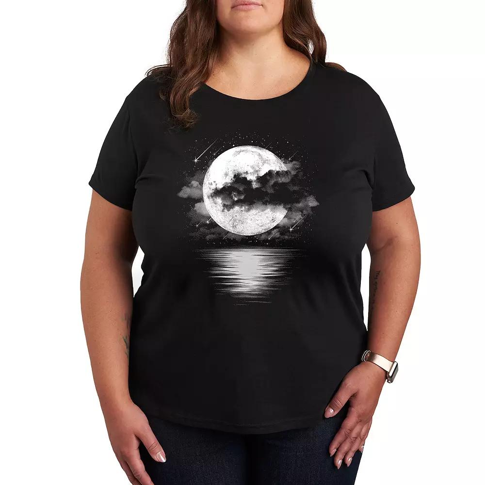 Plus Cloudy Moon Shooting Stars Graphic Tee, Women's,  Product Image