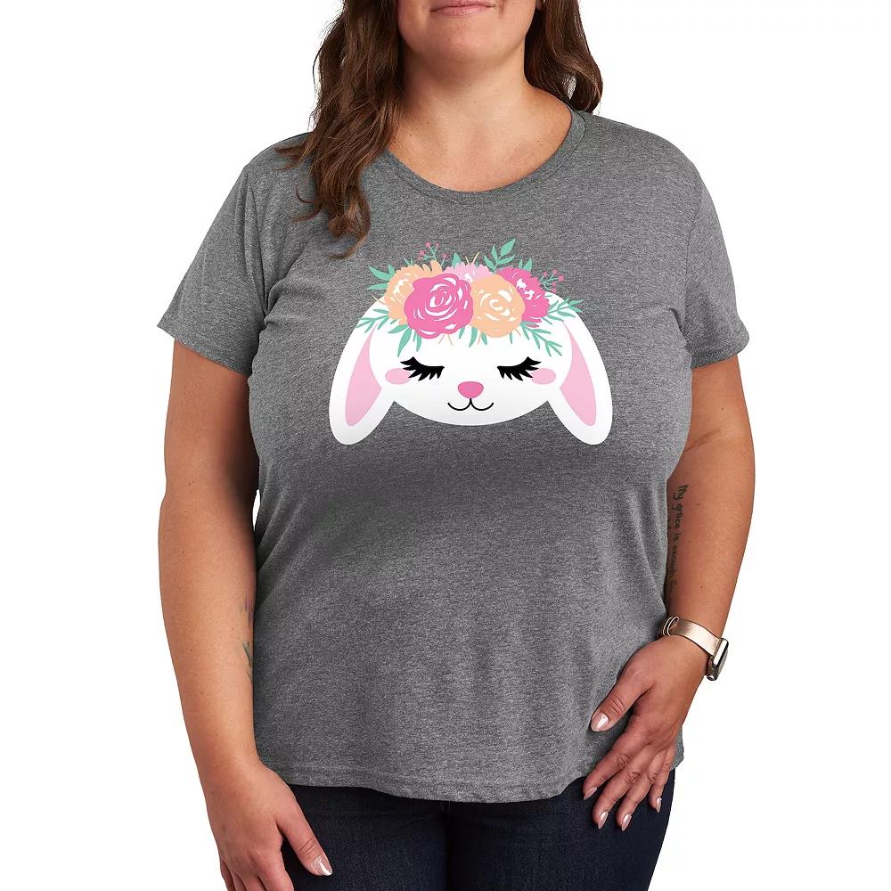 Plus Bunny Face With Flower Crown Graphic Tee, Women's,  Product Image