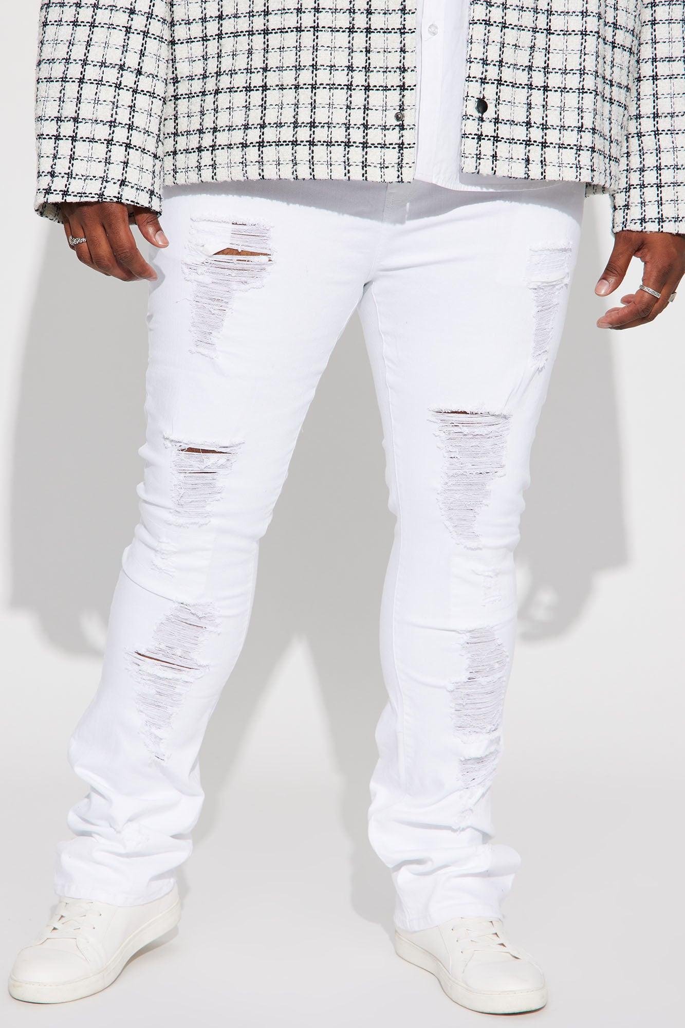 For Likes Stacked Skinny Flare Jeans - White Product Image