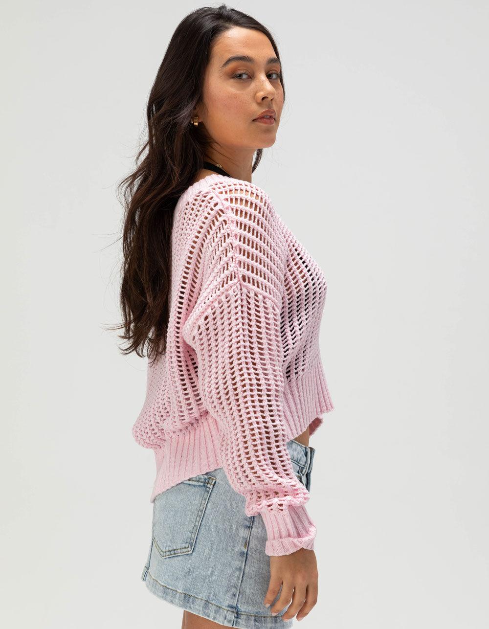 RSQ Womens Box Stitch V-Neck Sweater - LIGHT PINK Product Image