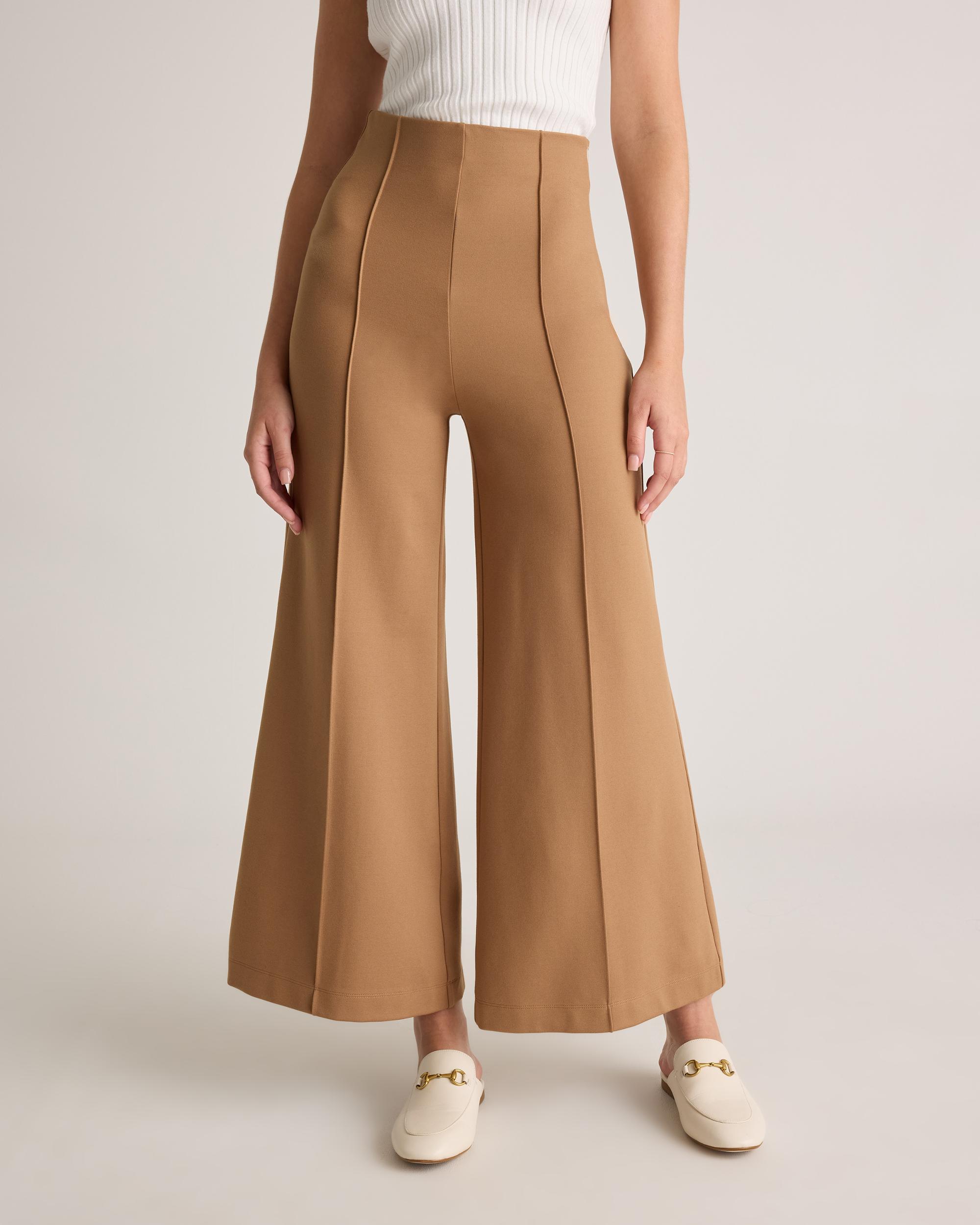 Quince | Women's Ultra-Stretch Ponte Super Wide Leg Ankle Pants Rayon Product Image