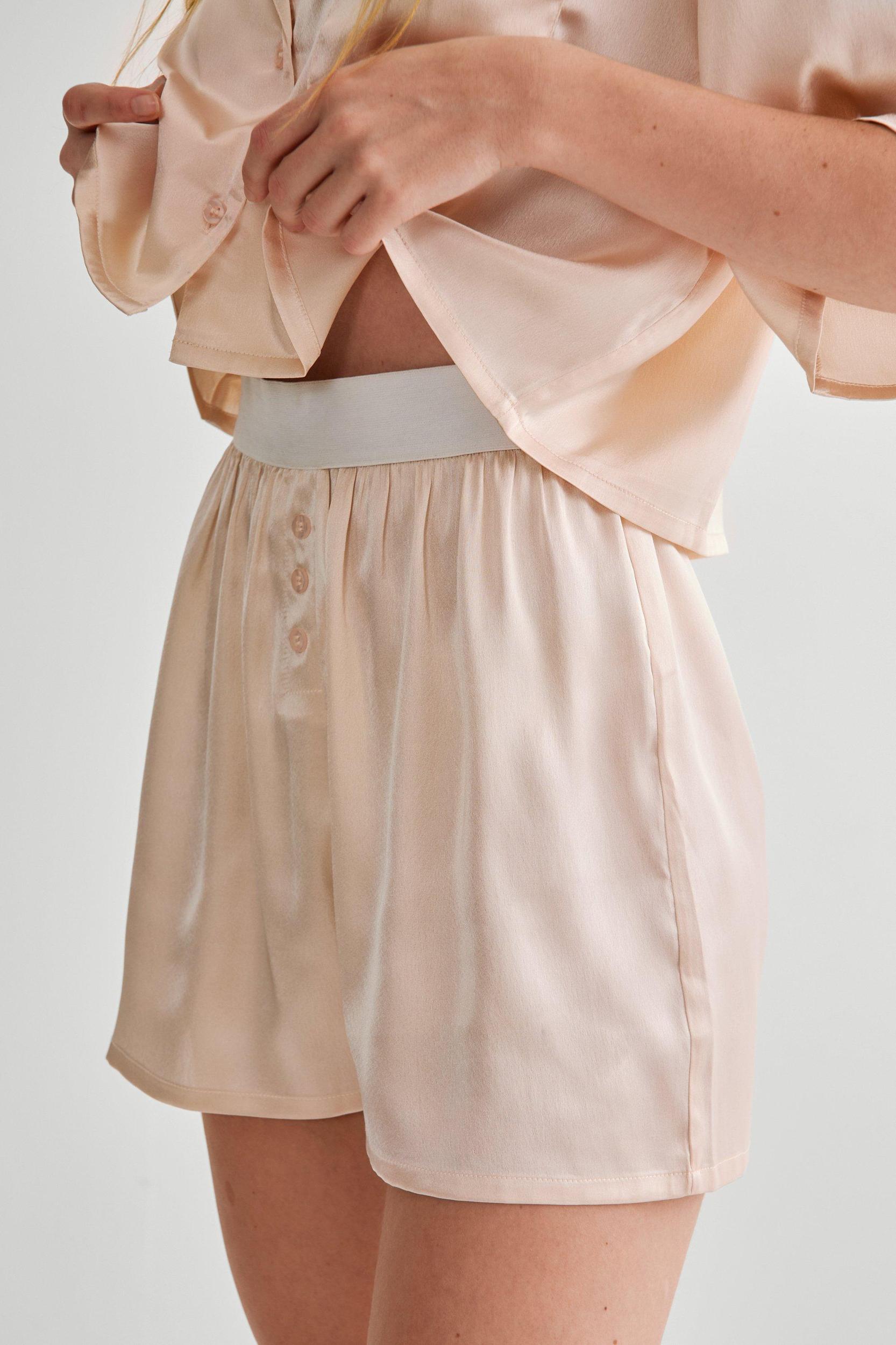 Satin Boxy Shirt And Boxer Short Pajama  Product Image