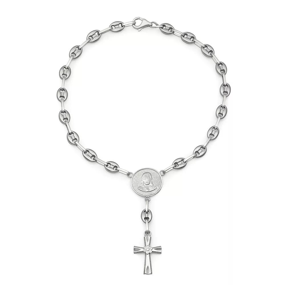 Kristen Kesho Sterling Silver & Stainless Steel Mariner Link Rosary Bracelet, Women's, Size: 7.5" Product Image