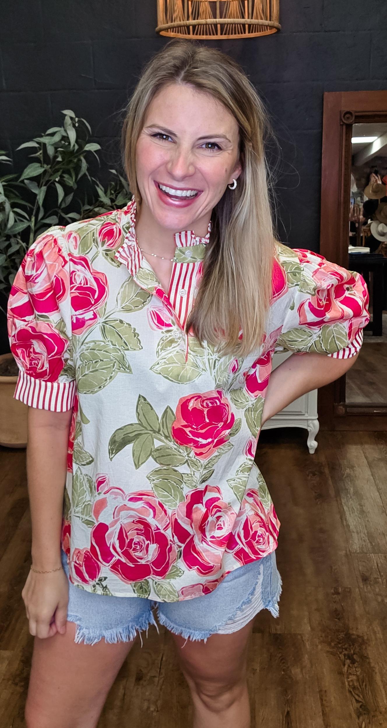 Picnic at the Park Floral Top (Small to Large) (Multiple Color Options) Product Image