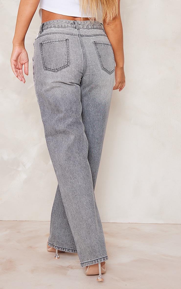 Grey Faded Wash Straight Leg Jeans Product Image