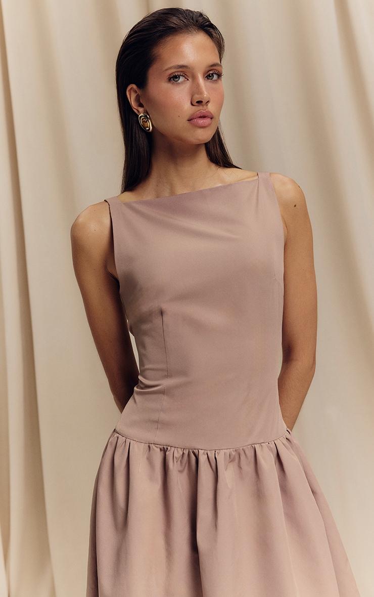 Taupe Dropped Waist Midaxi Dress Product Image