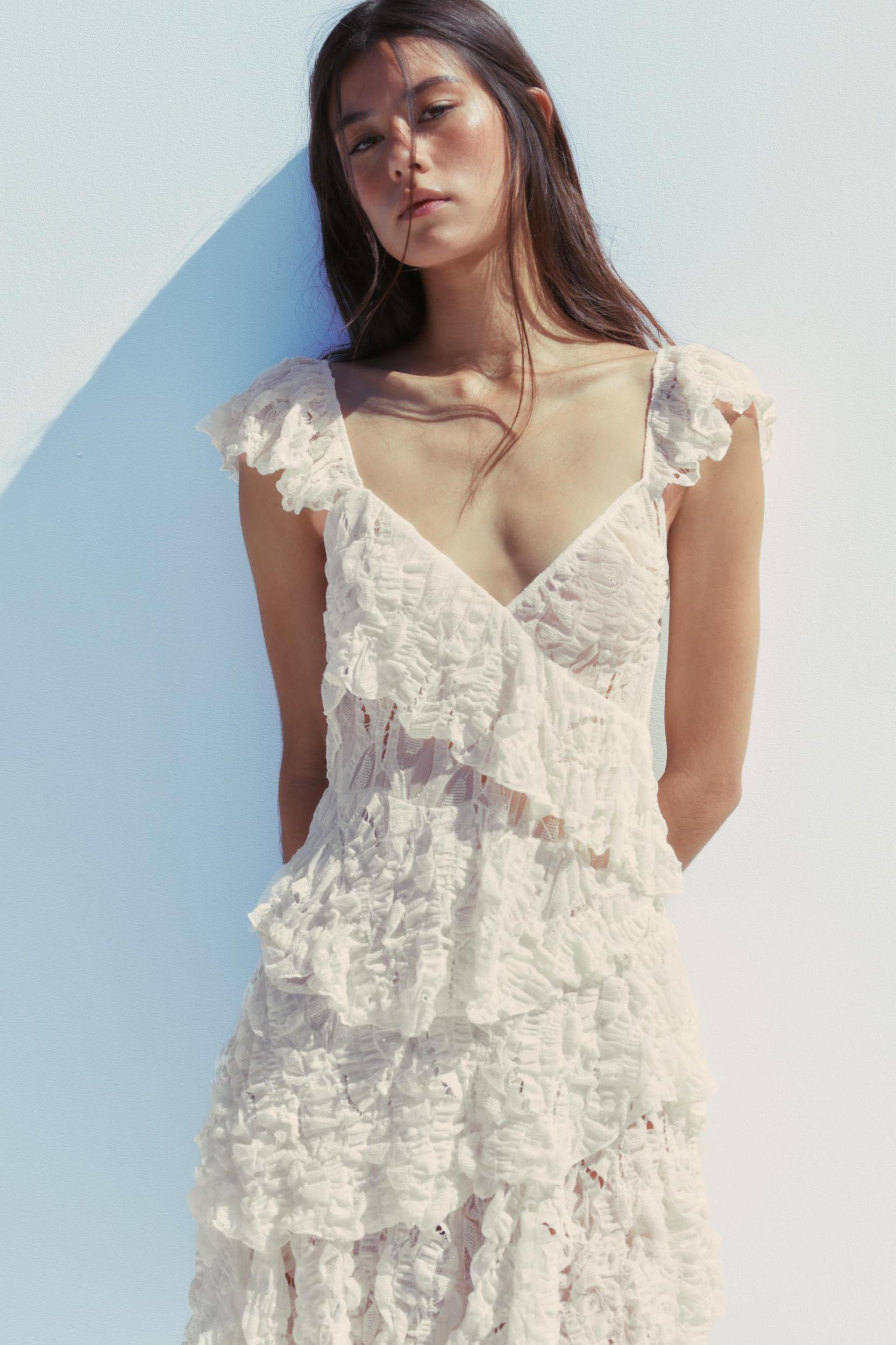 LACE RUFFLE DRESS Product Image