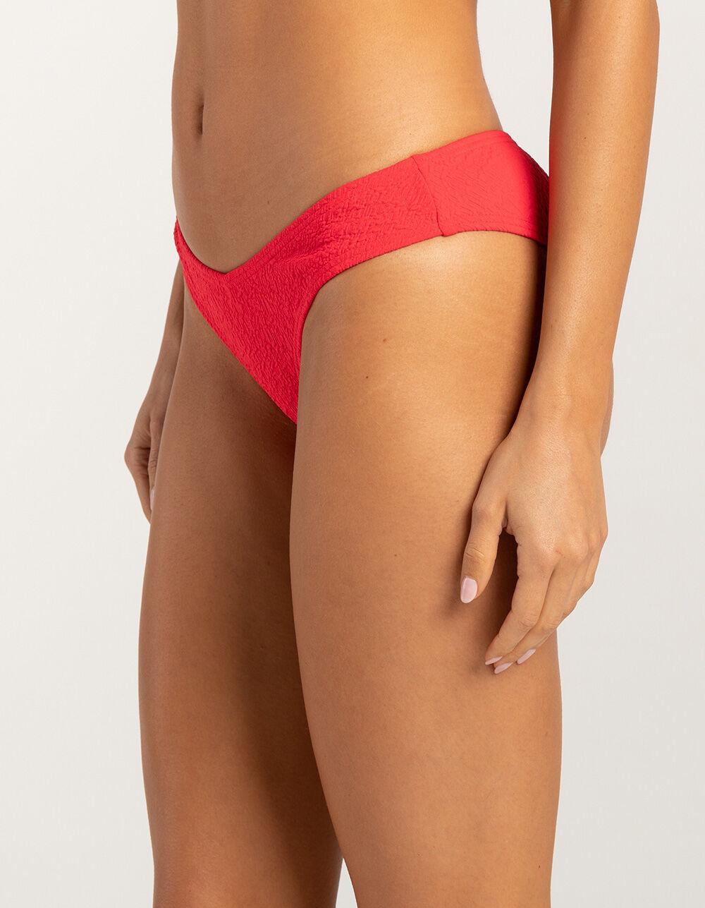 FULL TILT Classic V-Leg Crinkle Bikini Bottoms - RED Product Image
