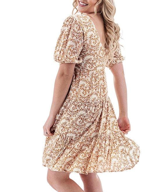 Aventura Francesca Milkmaid Floral Crepe Woven Tiered A-Line Dress Product Image