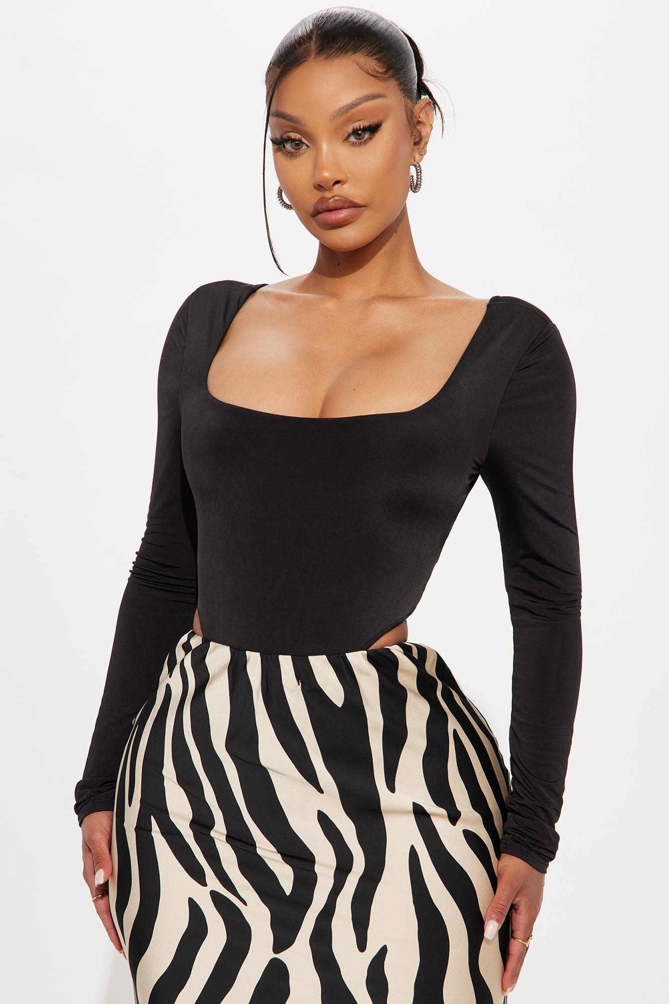 Living Proof Long Sleeve Backless Bodysuit - Black Female Product Image