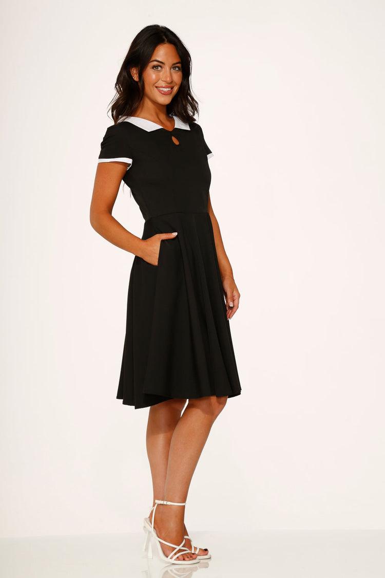Black & White Keyhole Swing Dress Product Image