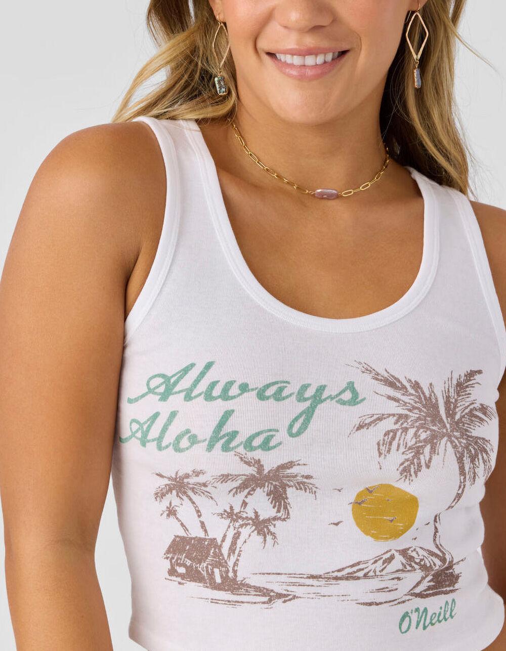 O'NEILL Always Aloha Womens Crop Tank Top - WHITE Product Image