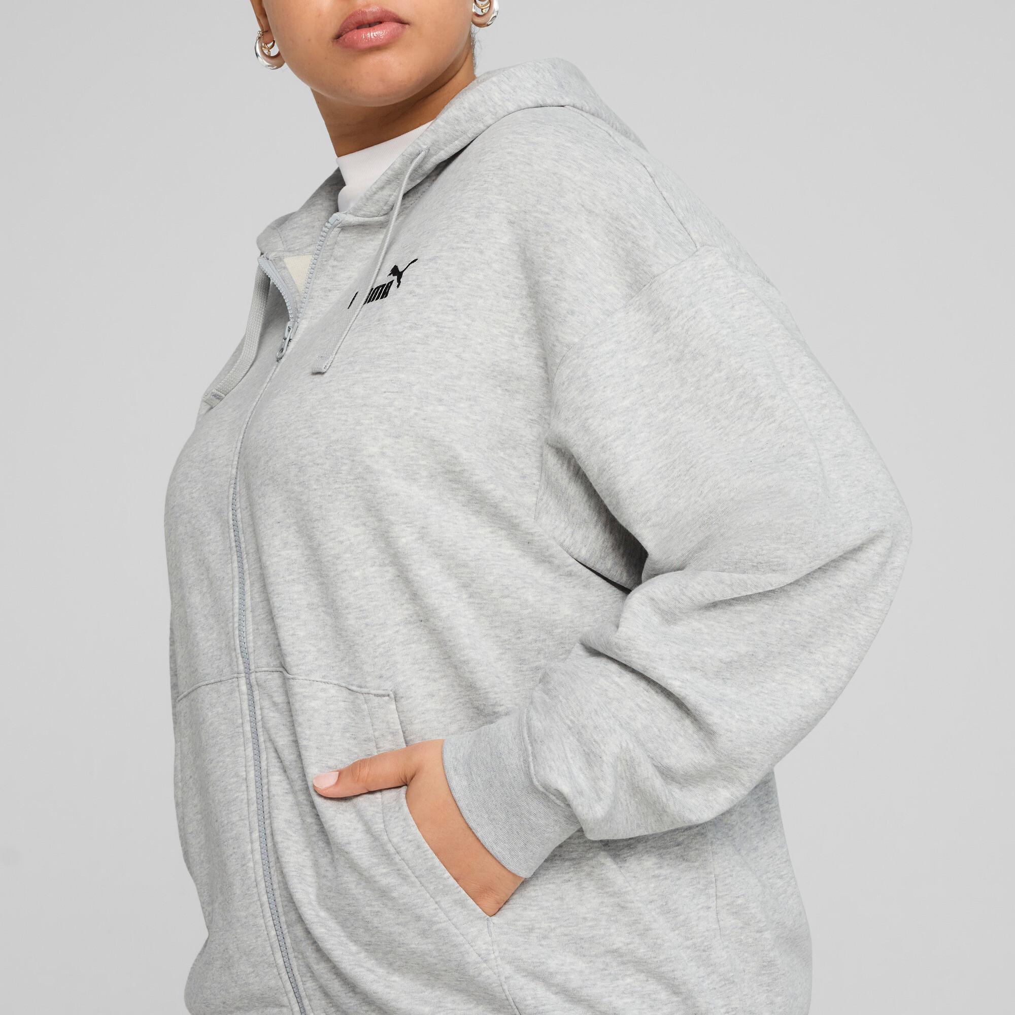 PUMA Essentials Small No. 1 Logo French Terry Women's Comfort Full-Zip Hoodie in Grey Product Image