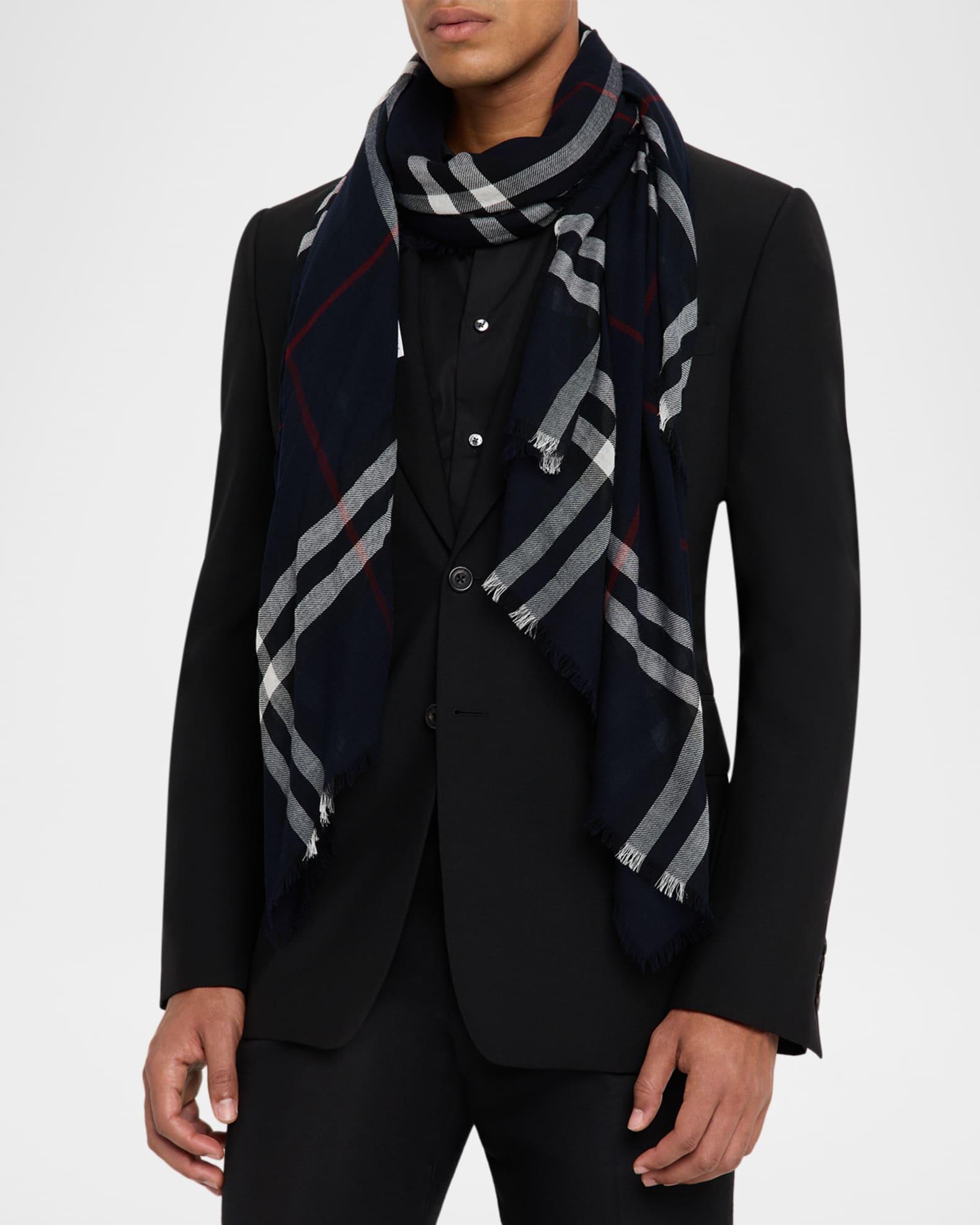 Womens Check Wool Scarf Product Image