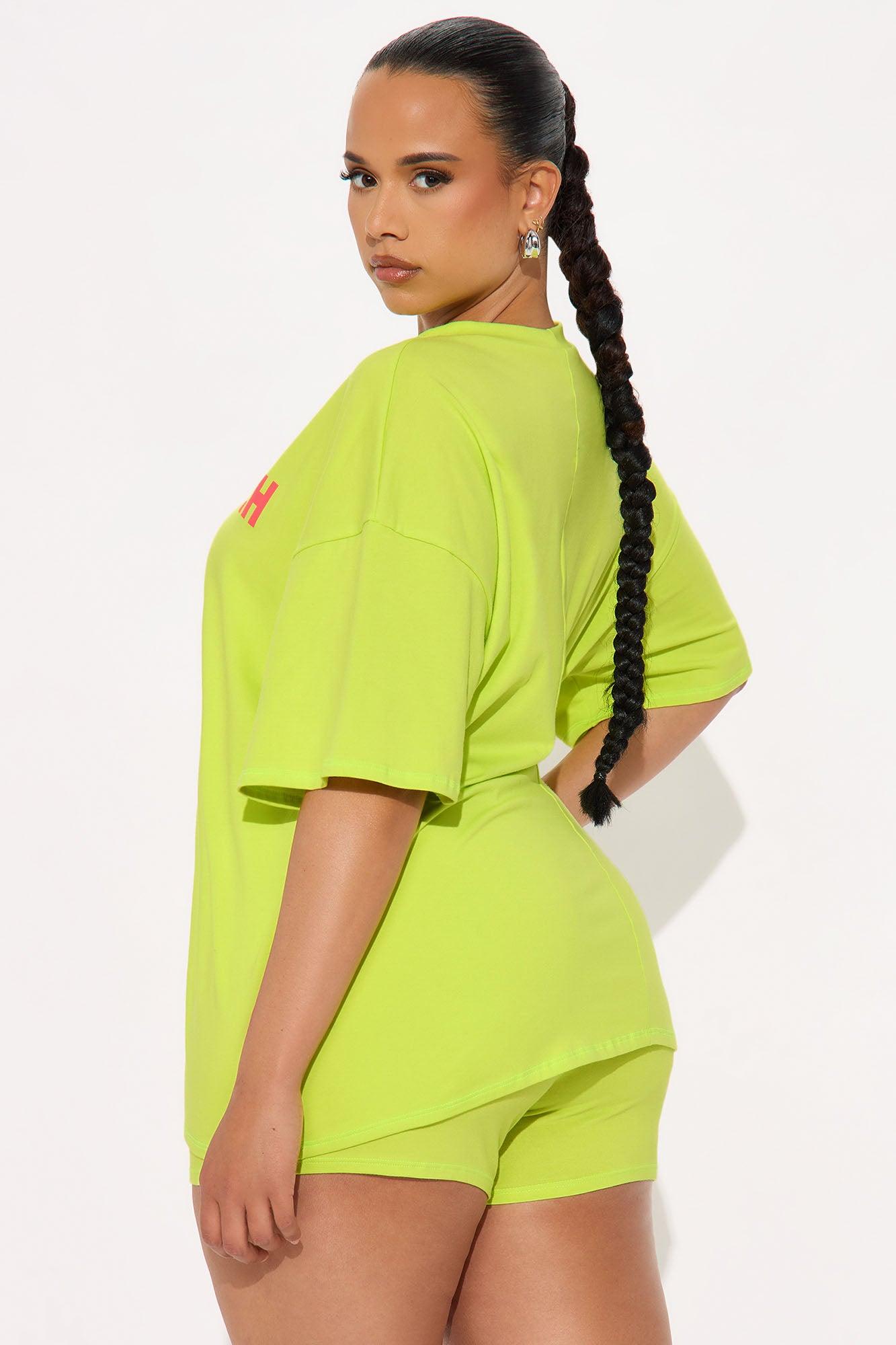 Palm Beach Waves Biker Short Set - Chartreuse Female Product Image