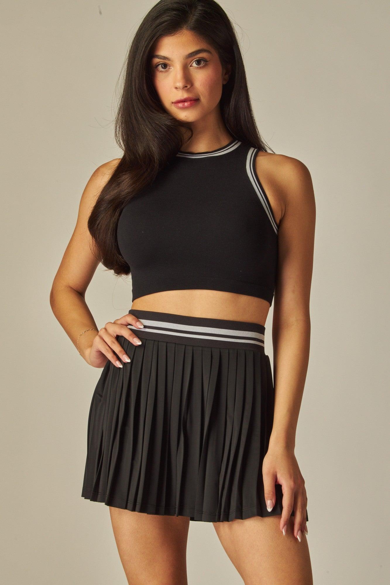 Varsity Stripes Pleated Tennis Mini Skirt Product Image