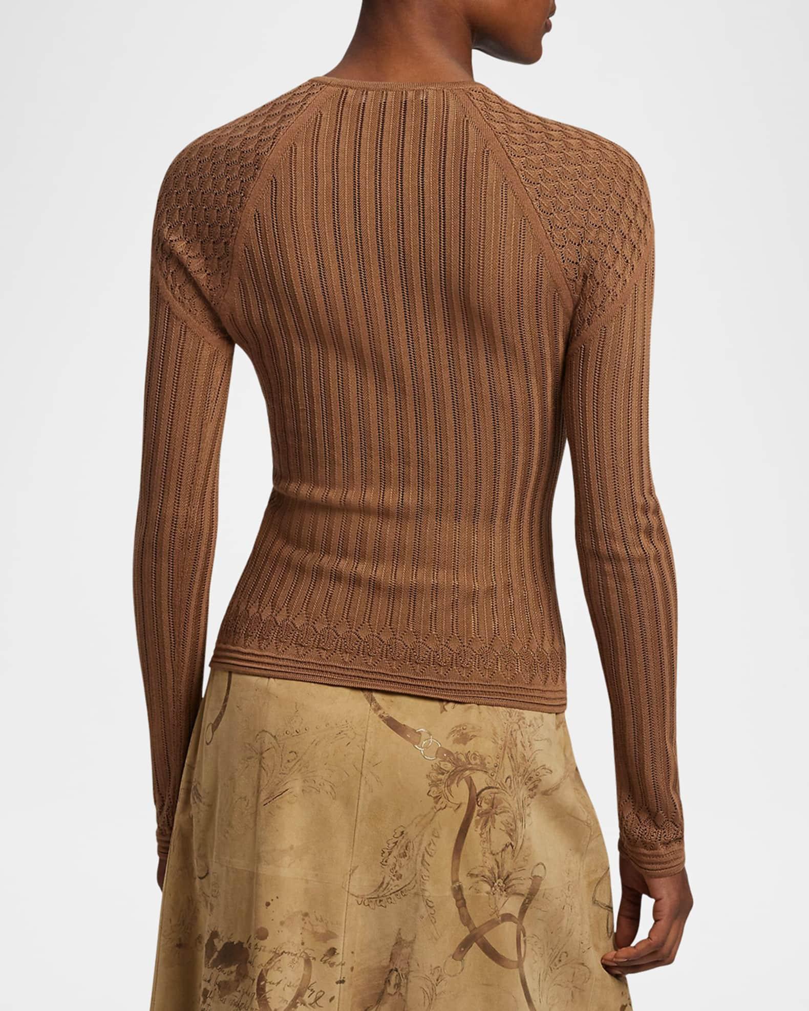 Lace Knit Raglan Crewneck Sweater Product Image