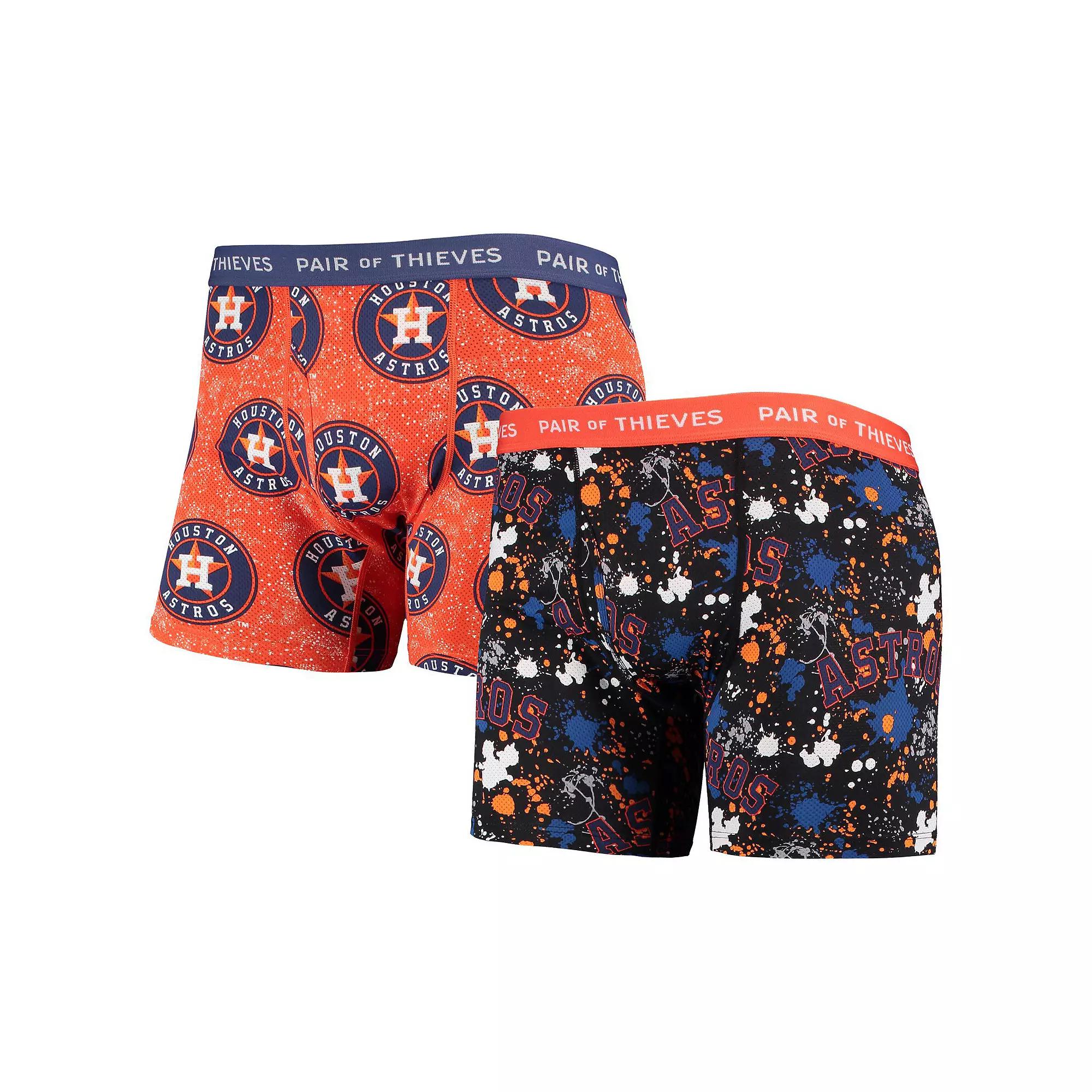 Men's Pair of Thieves Black/Orange Houston Astros Super Fit 2-Pack Boxer Briefs Set, Size: Large Product Image