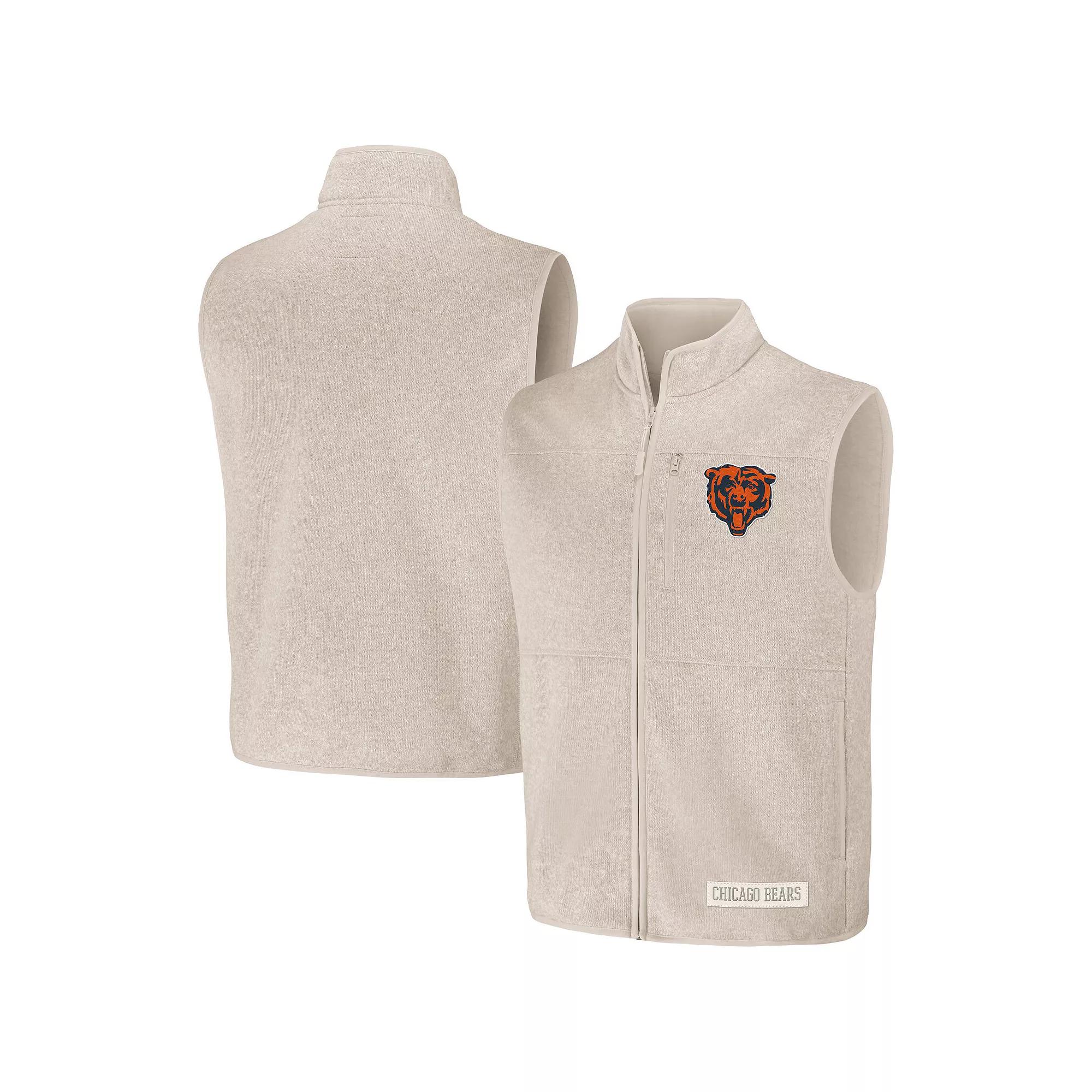 Men's NFL x Darius Rucker Collection by Fanatics  Oatmeal Chicago Bears Full-Zip Sweater Vest, Size: XL, Team Product Image
