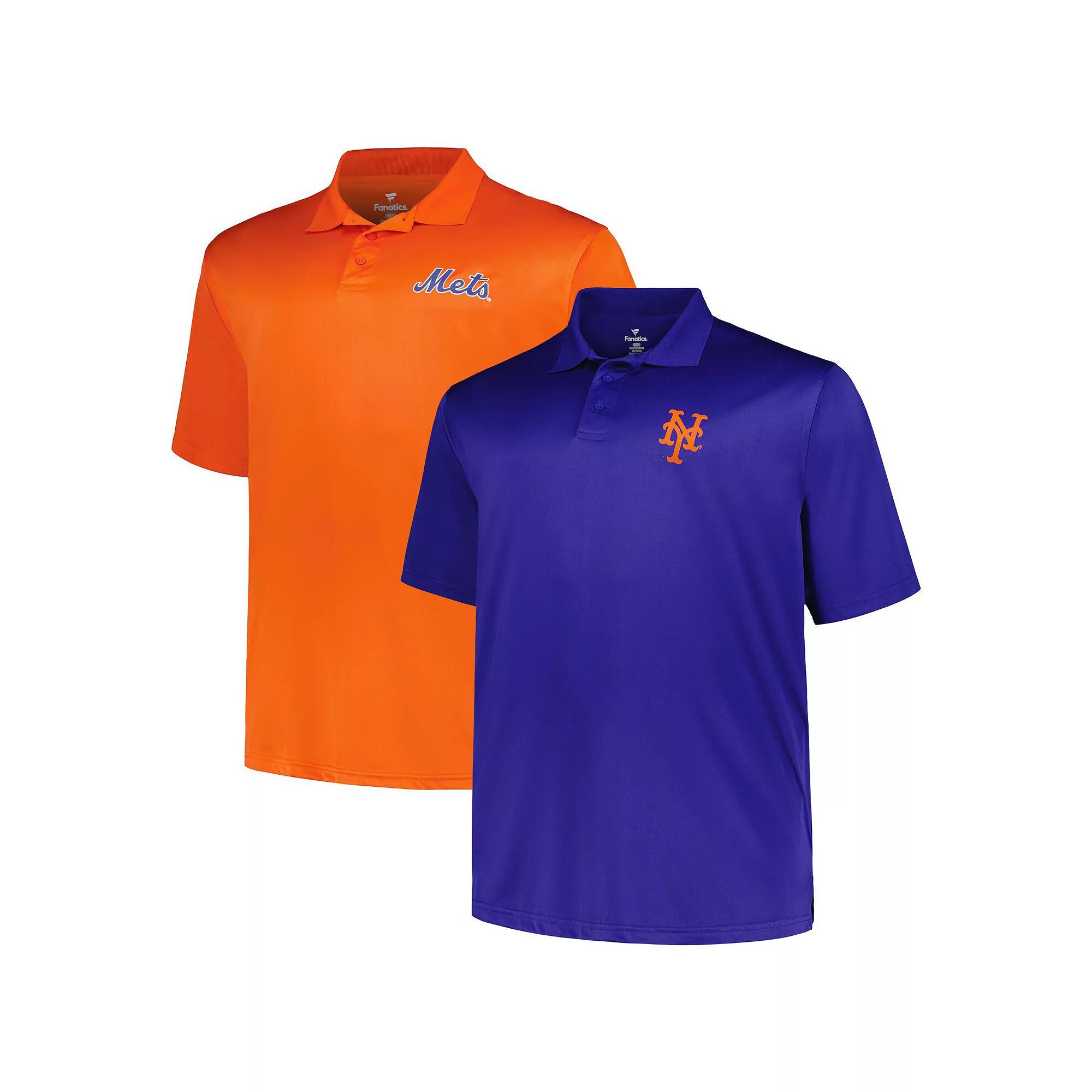Men's Profile Royal/Orange New York Mets Big & Tall Two-Pack Solid Polo Set, Size: 6XB, Blue Product Image