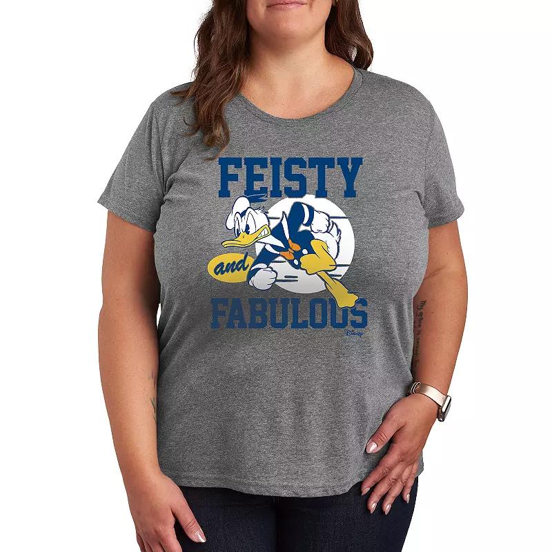 Disneys Donald Duck Plus Feisty Fabulous Graphic Tee, Womens Grey Gray Product Image