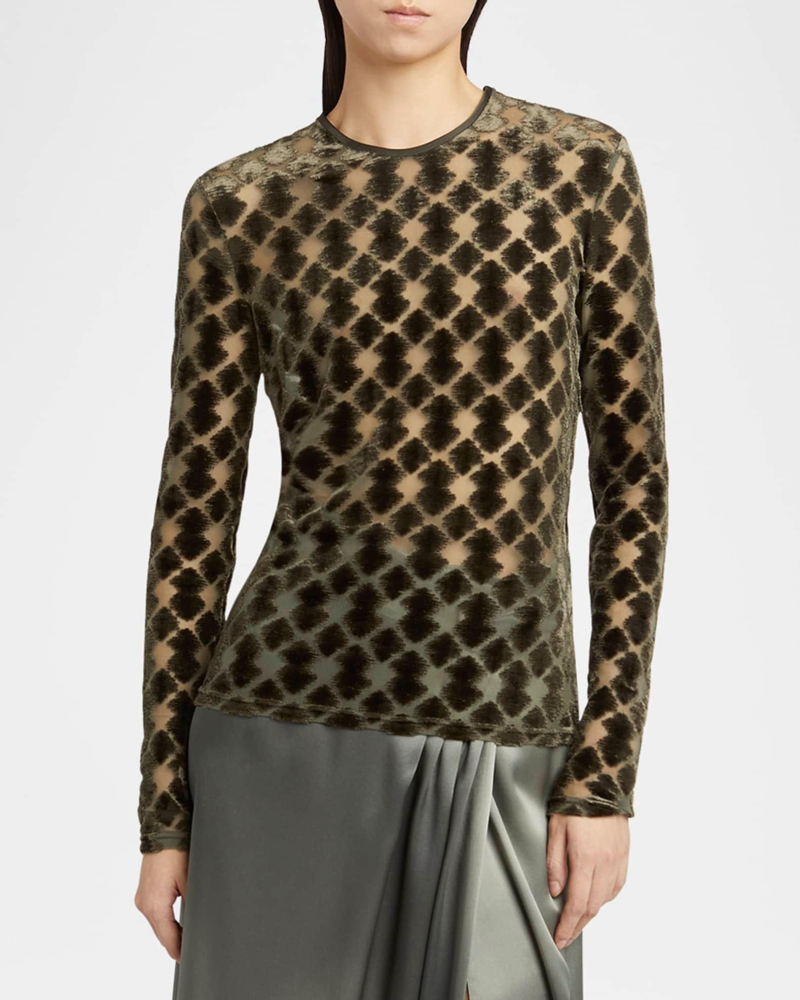 Velvet Jersey Jacquard Long-Sleeve Top Product Image