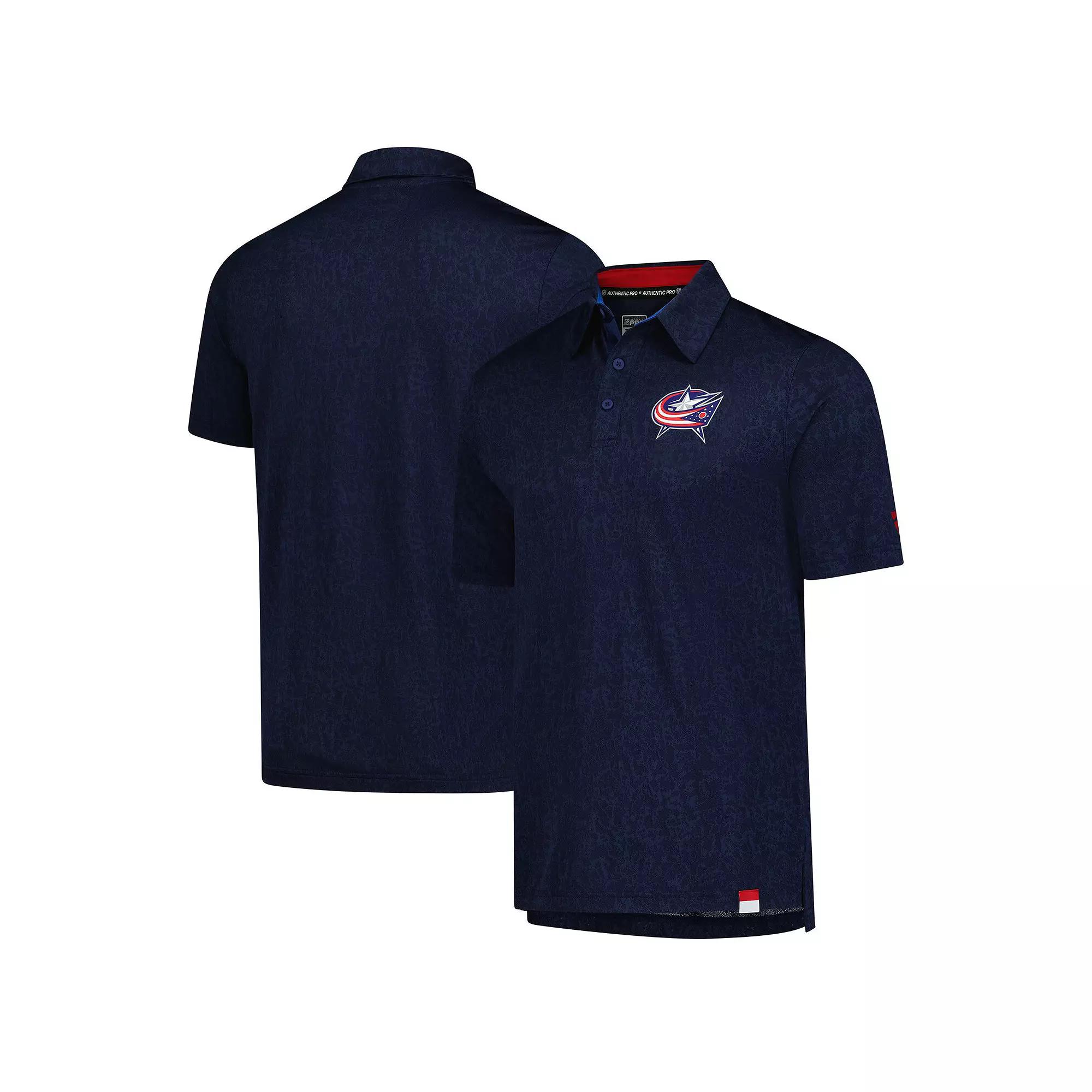 Men's Fanatics  Navy Columbus Blue Jackets Jacquard Polo, Size: XXL Product Image